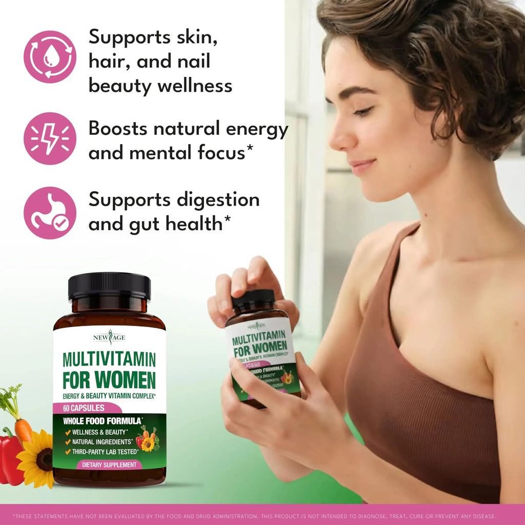NEW AGE Multivitamin for Women - B-Complex, Whole Foods, Hair Support, Iron - All in1 Womens Multivitamin NEW AGE Au supplements