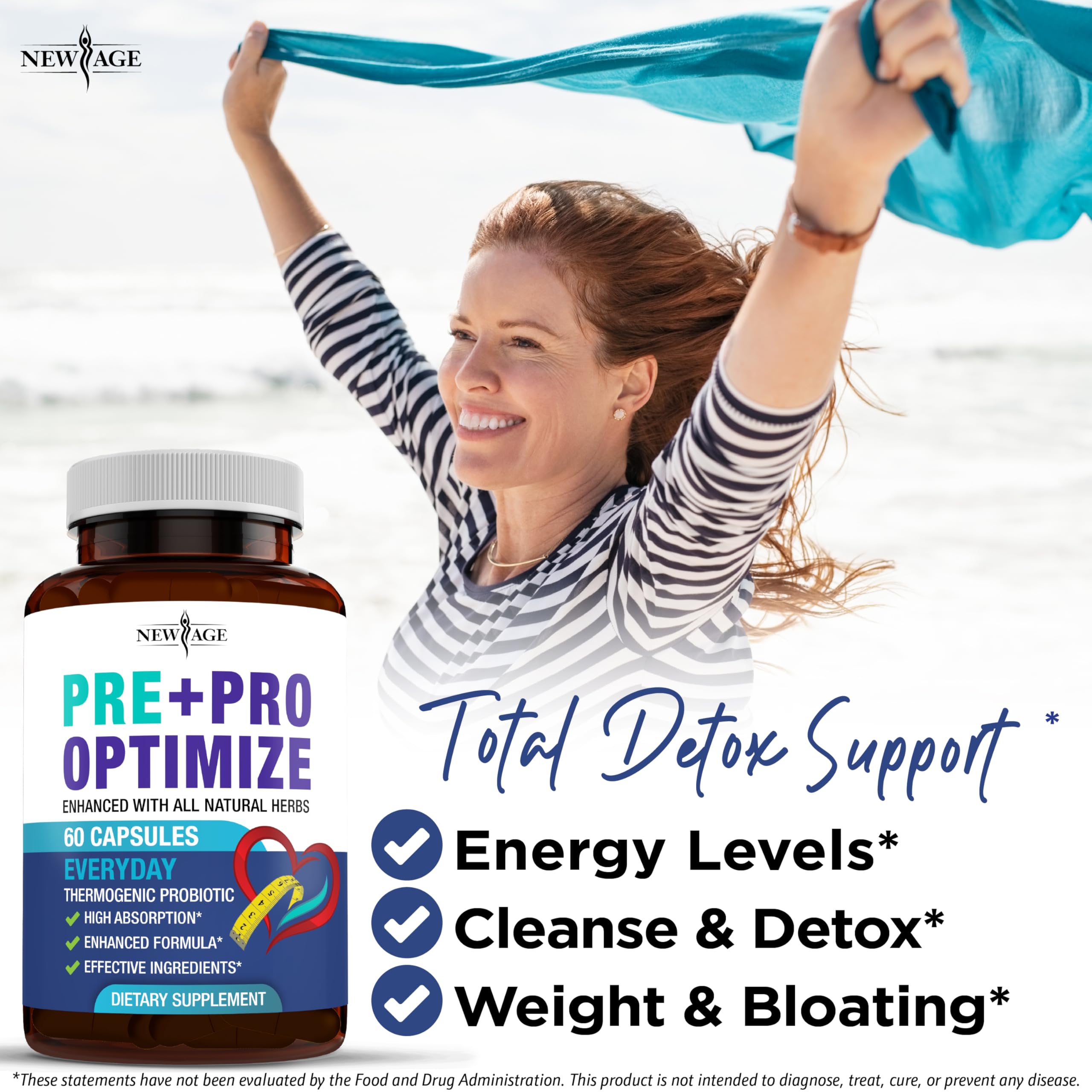 NEW AGE Pro Optimize Probiotics for Women, Menopause, Digestive Health - Support for Bloating, Hot Flashes, Joint Support, Night Sweats
