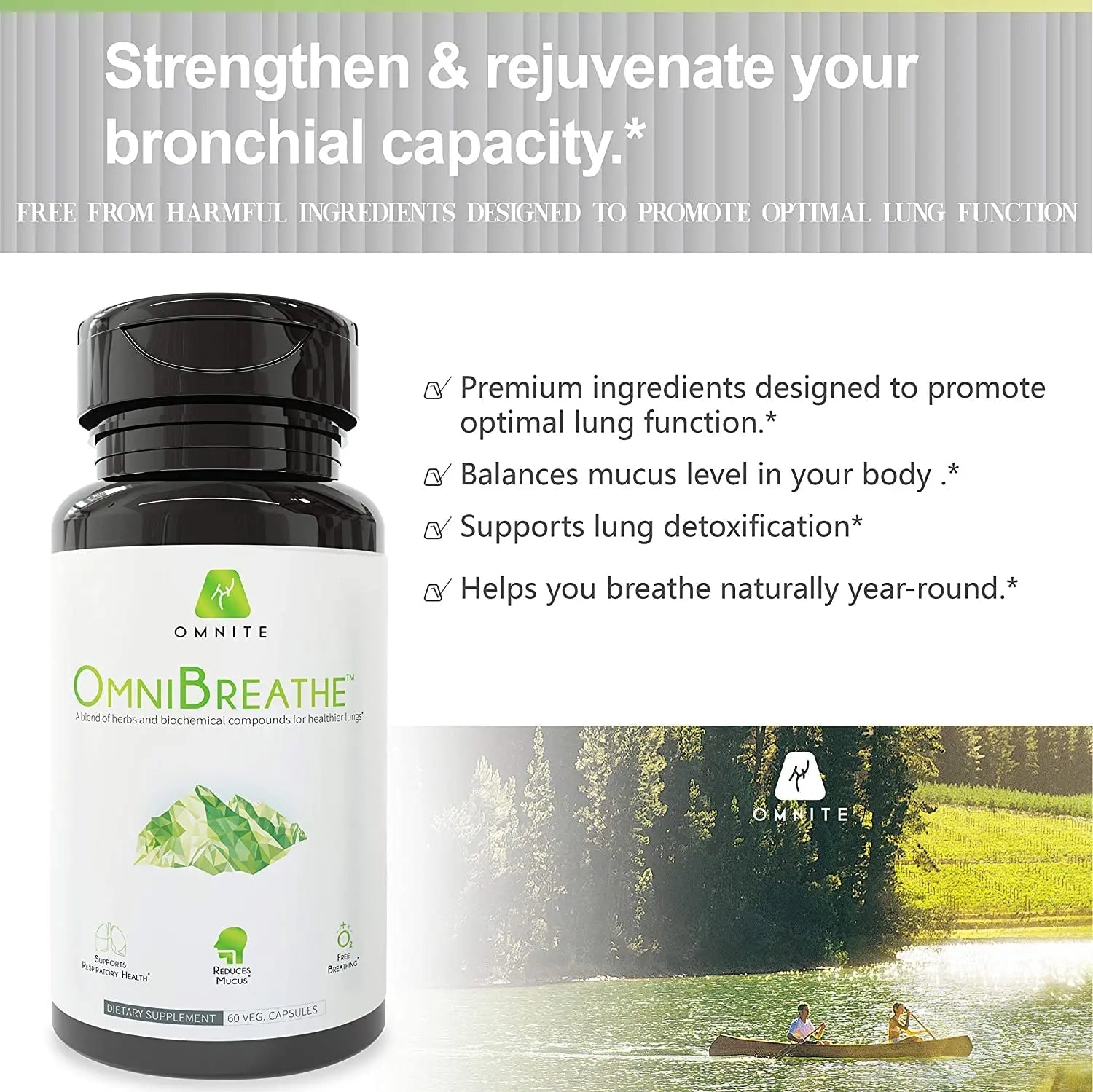 OmniBreathe for Lung Cleanse Detox Respiratory Wellness - Help Reduce Mucus & Cough for All Kinds Omnite Au supplements