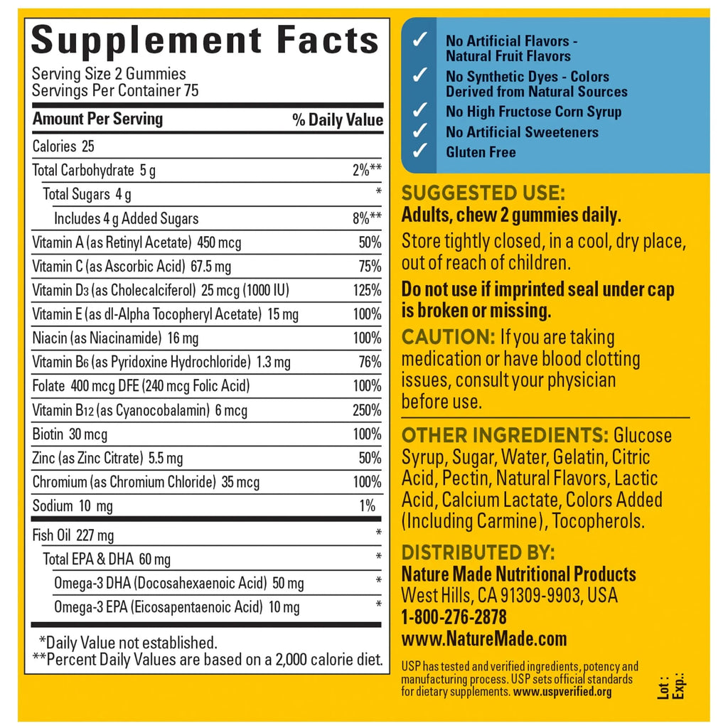 Nature Made Mens Multivitamin Gummies with Omega-3, Mens Gummy Multivitamins for Daily Nutritional Support, 150 Gummy Vitamins and Minerals Nature Made Au supplements