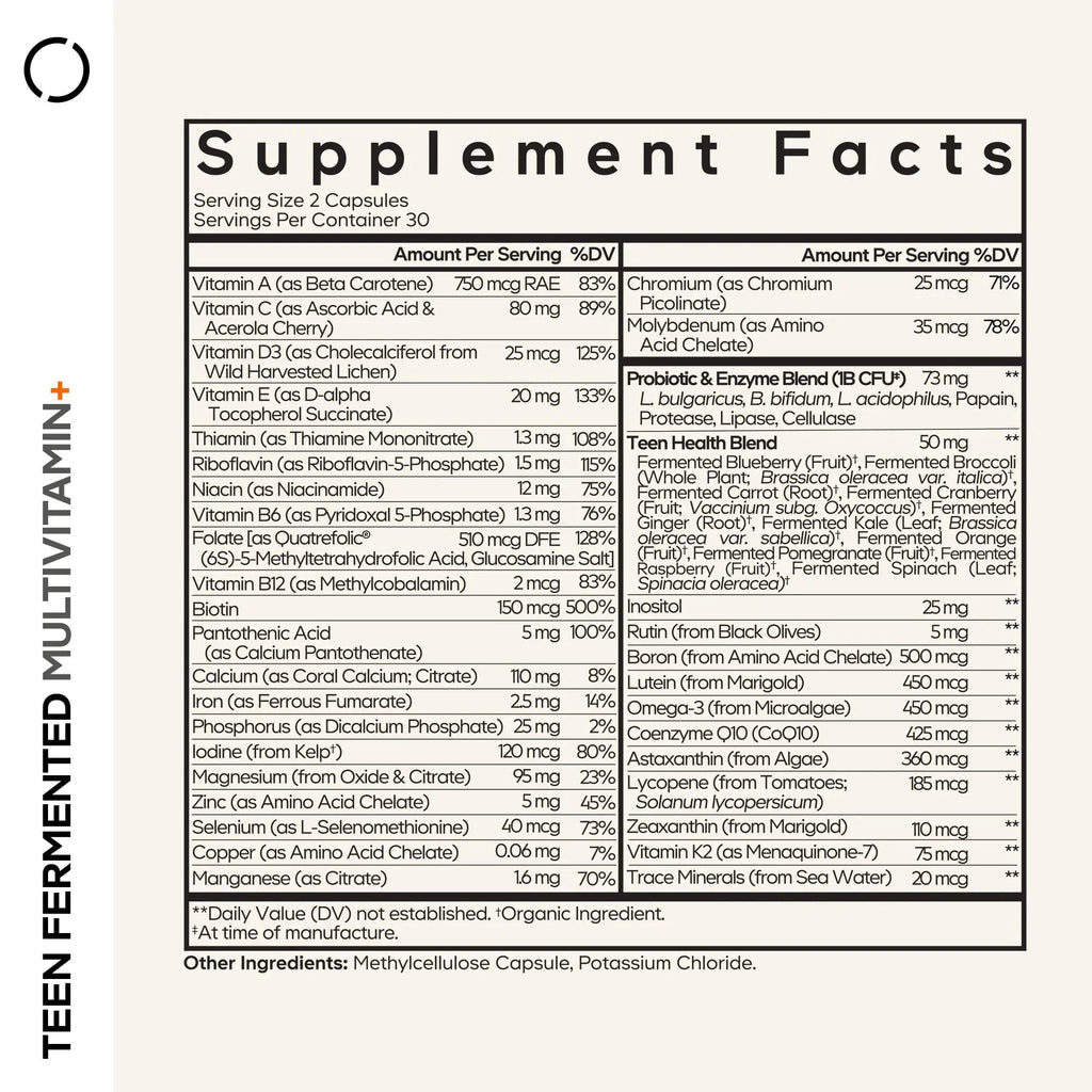 Codeage Teen Multivitamin Supplement – Daily Vitamins and Minerals for Teen Boys and Girls – Organic Whole Food Formula Codeage Au supplements