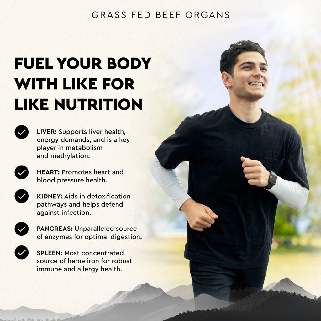 Ancestral Supplements Grass Fed Beef Organ Supplement, Supports Whole Body Wellness with Proprietary Blend of Liver, Heart, Kidney, Pancreas, Spleen, Freeze-Dried Beef, Non-GMO, 180 Capsules Ancestral Supplements Au supplements