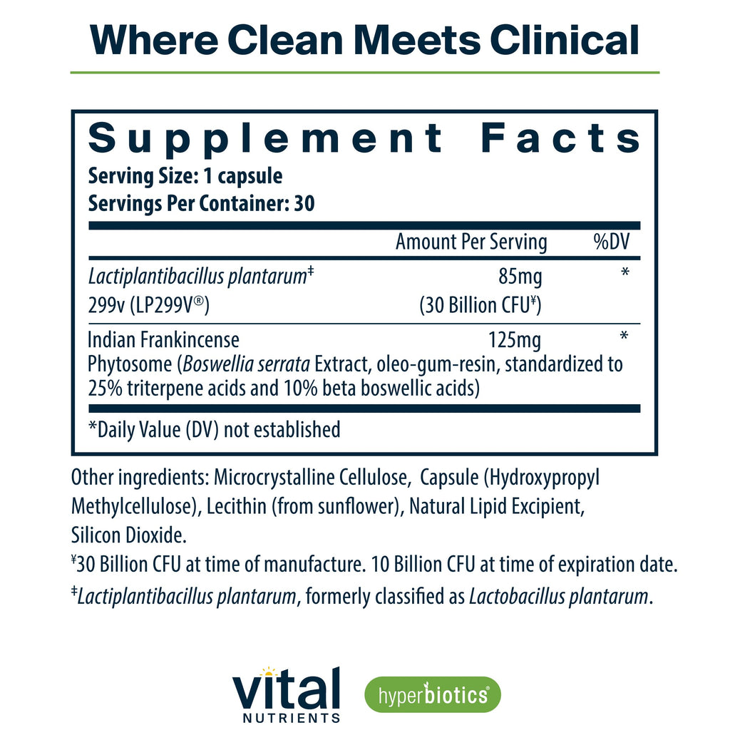 Hyperbiotics Vital Nutrients IBS Probiotic | Reduce Symptoms of IBS* | Clinically Studied Vegan probiotic for IBS Relief from Bloating, Gas, Diarrhea, & Abdominal Discomfort* | 30 Capsules Hyperbiotics Au supplements