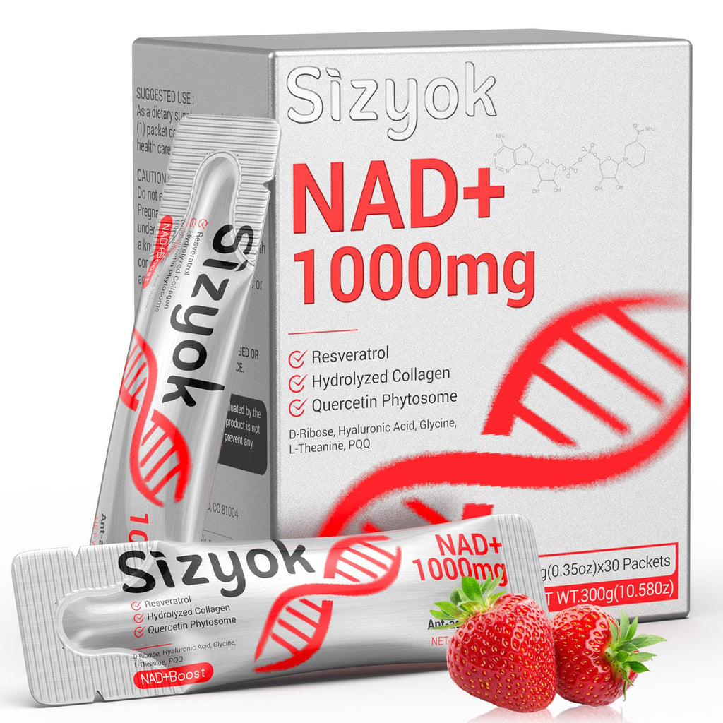 NAD+ Supplement 1000mg Liquid - High Absorption NAD+ with Trans Resveratrol 2000mg, Collagen & Hyaluronic Acid, Anti-Aging Energy Support for Women, Cellular Health & Longevity Boost Sizyok Au supplements