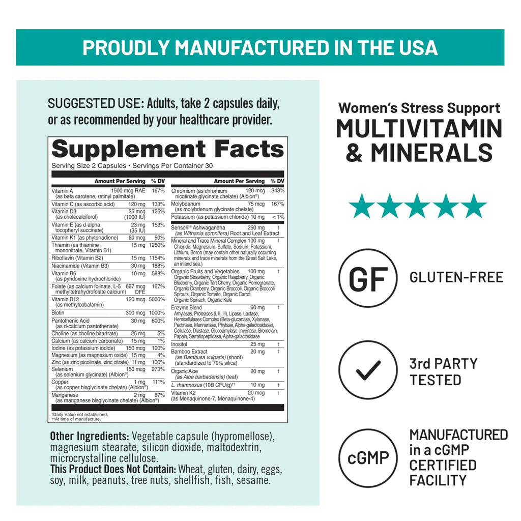 NatureWise [1 Multivitamin for Women Stress Support & Natural Minerals - 60 Capsules[30-Day Supply] + [1] Vitamin D3 5000iu + Organic Olive Oil - 30 Mini Softgels[30-Day Supply] NatureWise Au supplements