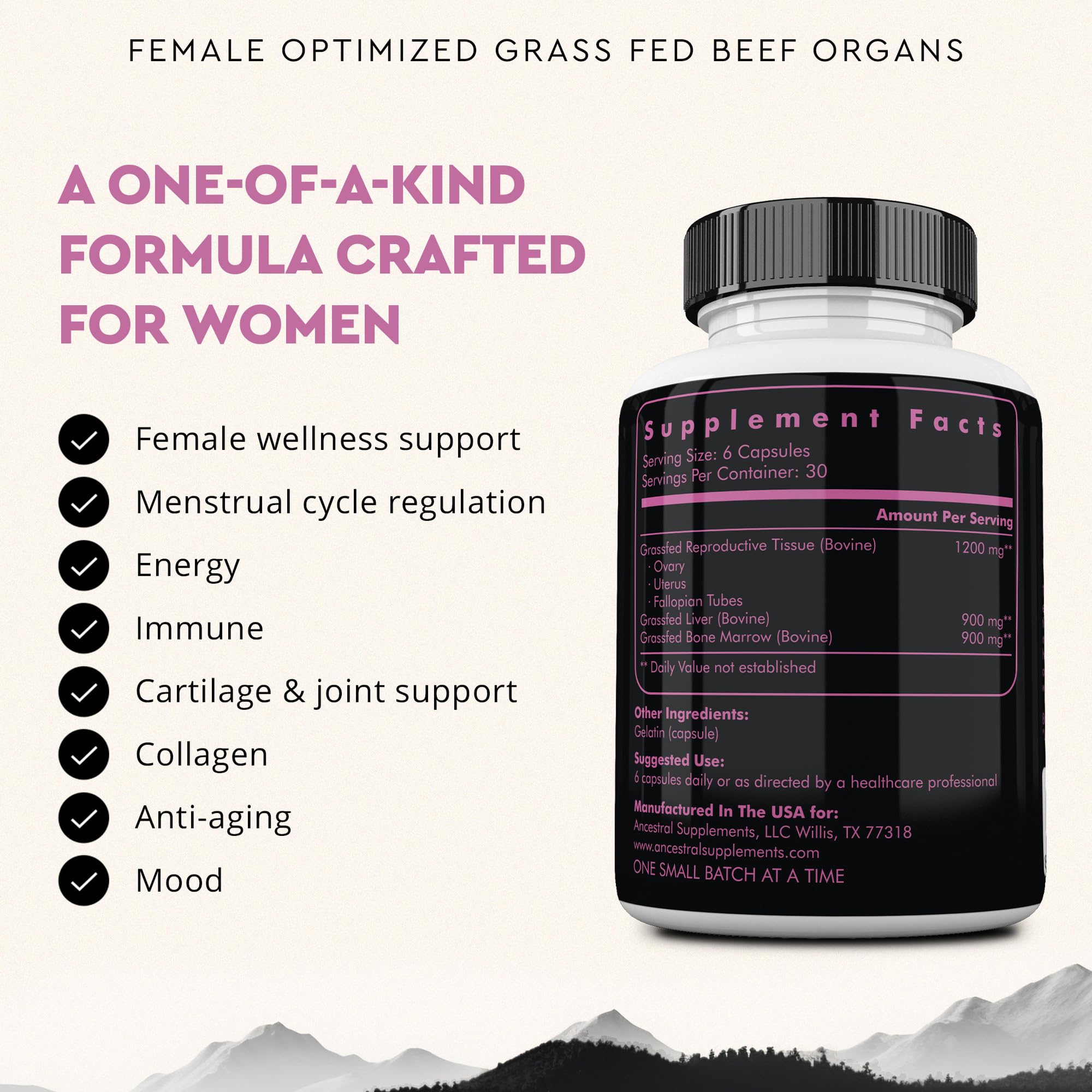 Beef Organ Supplement for Women – Supports Hormone Balance, Energy & Wellness – Grass Fed, Pasture Raised Superfood – Liver, Heart, Kidney, Bone Marrow – Collagen, CoQ10, B12 – Female Support Blend Ancestral Supplements Au supplements