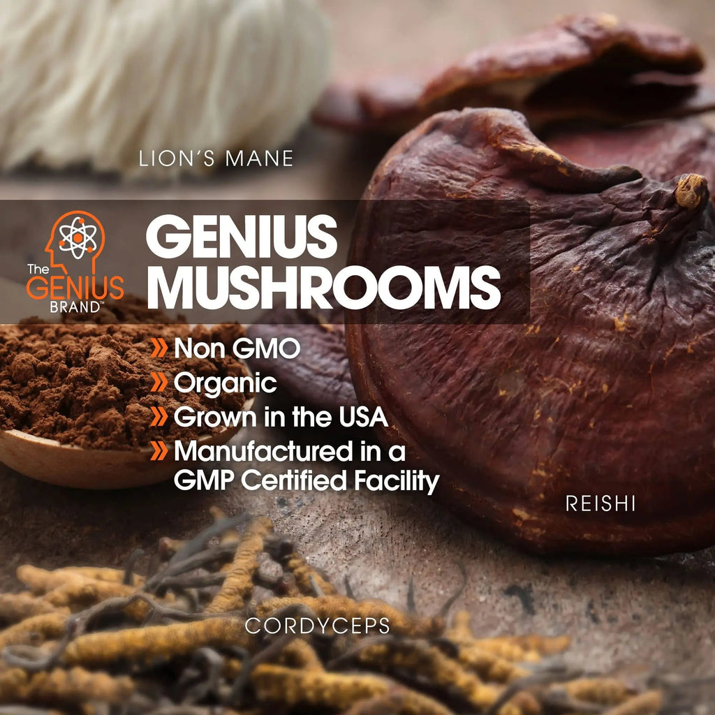 The Genius Brand - Lions Mane, Cordyceps and Reishi- Genius Mushroom The Genius Brand Au supplements