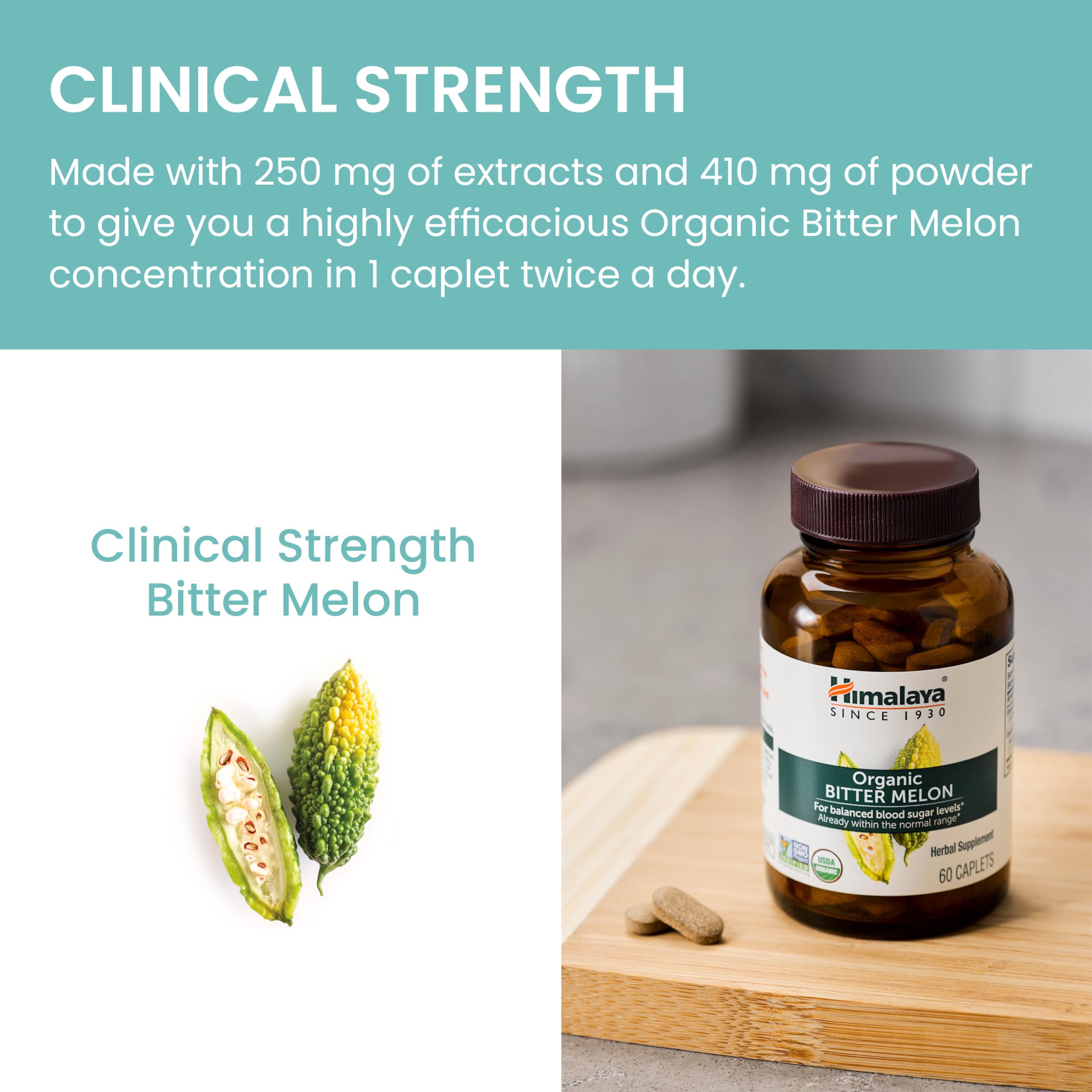 Himalaya Organic Bitter Melon - Herbal Glucose Metabolism Support - USDA Organic, Non-GMO, Vegan, Gluten Free