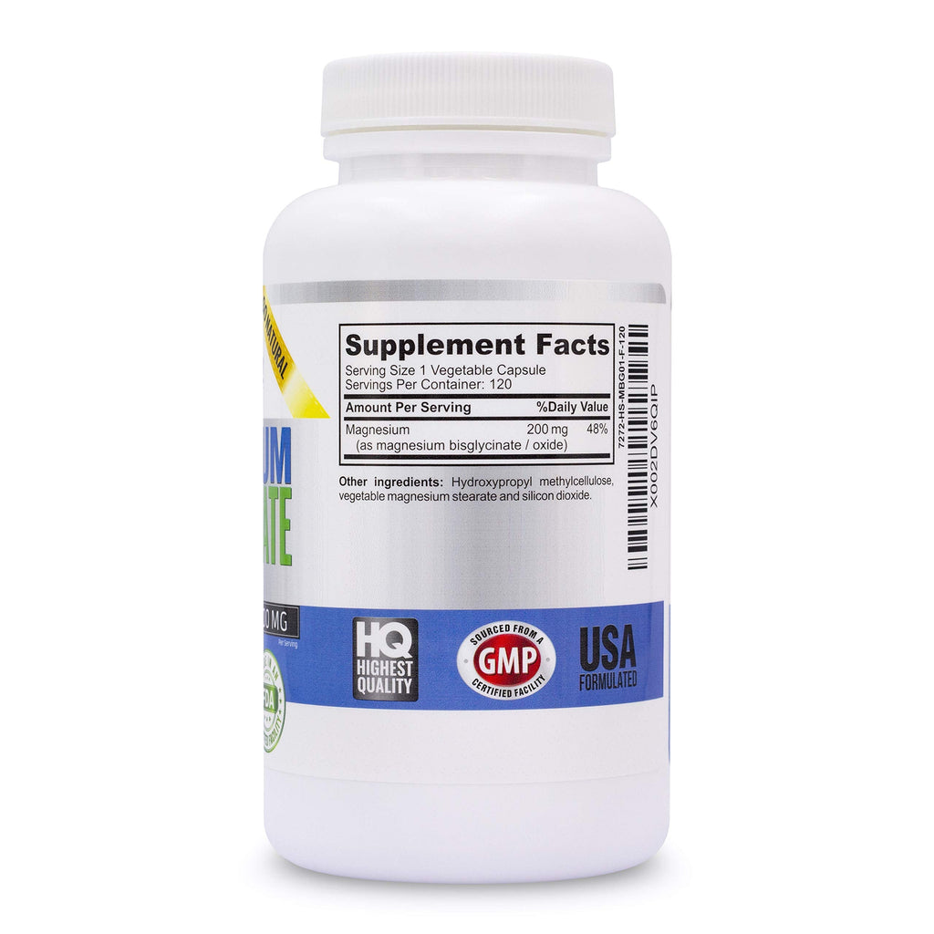 Vitalité Now! Magnesium Bisglycinate 200mg - 100% Chelated Capsules for Superior Absorption - Gentle Formula, No Laxative Effect - Sleep Energy Cramps Muscle Support - Fully Reacted & Buffered Vitalité Now! Au supplements