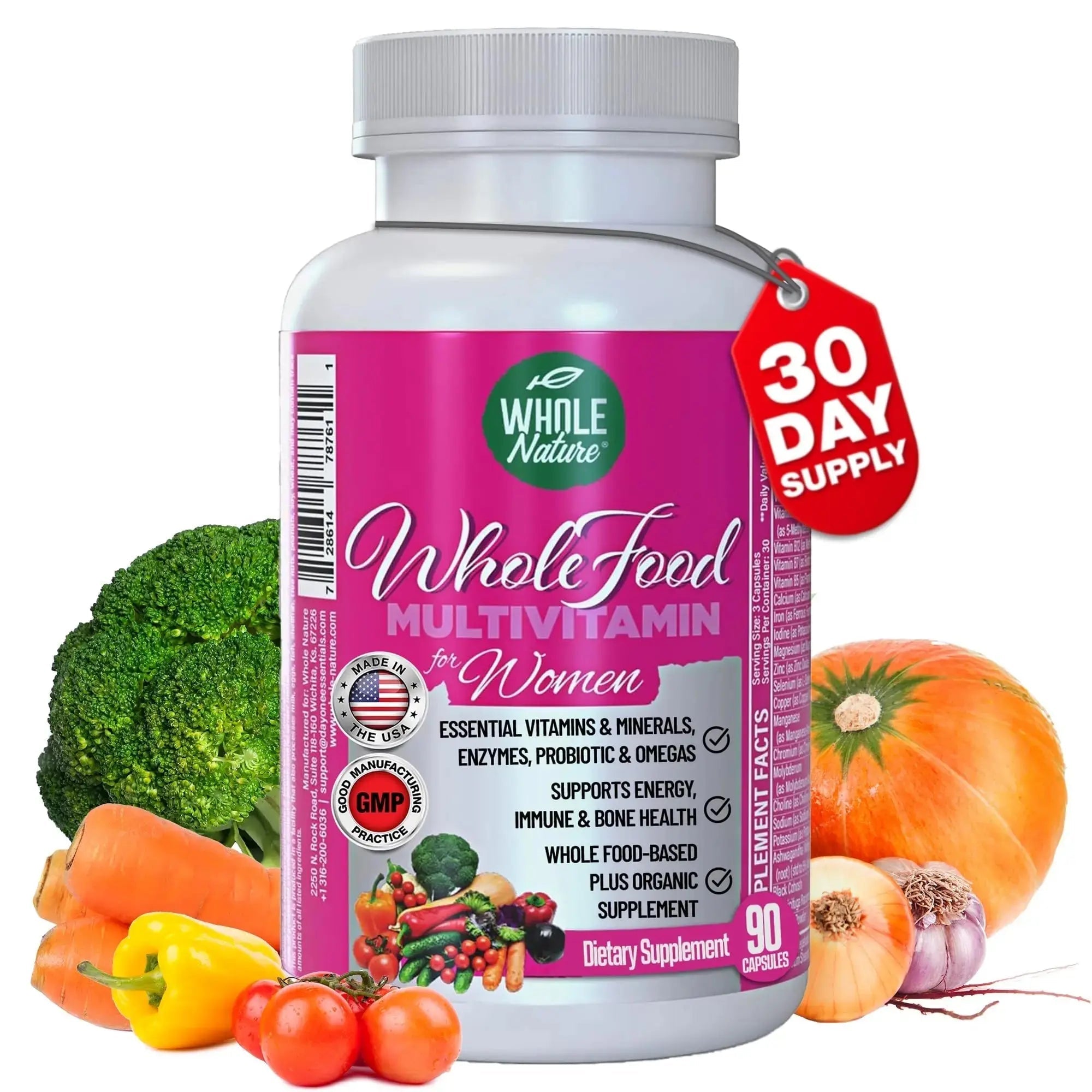Whole Nature Whole Food Multivitamin for Women Womens Multi Vitamin with Folate, B12 Methyl, Vitamins, Minerals, Probiotics and Omegas Whole Nature Au supplements