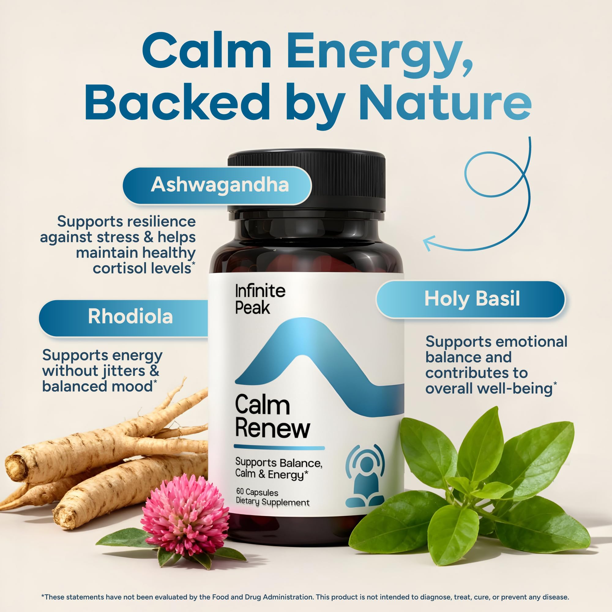 Cortisol & Adrenal Support for Busy Women, Stress Support with Ashwagandha, Rhodiola & Holi Basil | Helps Emotional Balance | Cortisol Supplements for Women to Manage your Day | Non-GMO | 60 Capsules INFINITE PEAK Au supplements