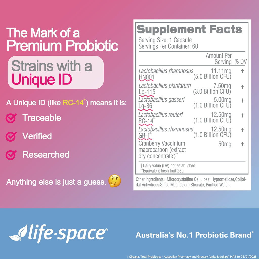 Life-Space Urogen Probiotics for Women, Probiotics+Cranberry, 2 Month Serving, Women's Probiotic for PH Balance, Urinary Tract, Digestive & Immune Health, Lactobacillus reuteri, Non-GMO, 60 Ct Life-Space Au supplements