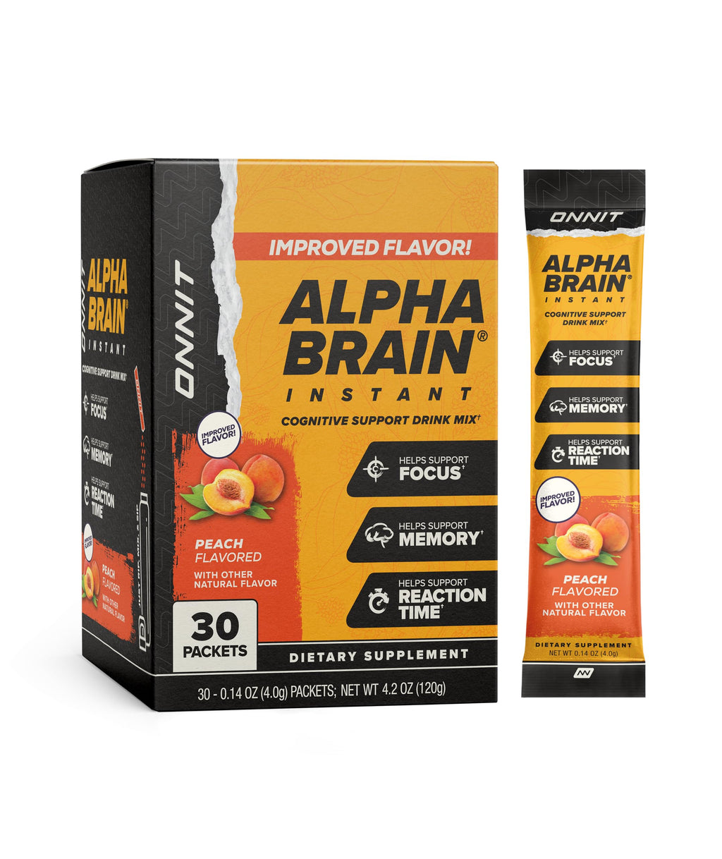 ONNIT Alpha Brain Instant Cognitive Support Drink Mix, Nootropic Supplement for Focus, Memory and Clarity, Peach Flavor, 0.13 oz Packets, 30 Count ONNIT Au supplements