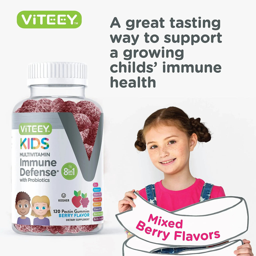 Viteey Kids Multivitamin Gummies with Probiotics - 8-1 Kids Vitamins for Immune Health Support with Vitamin C, D3, B12, B6 Viteey Au supplements