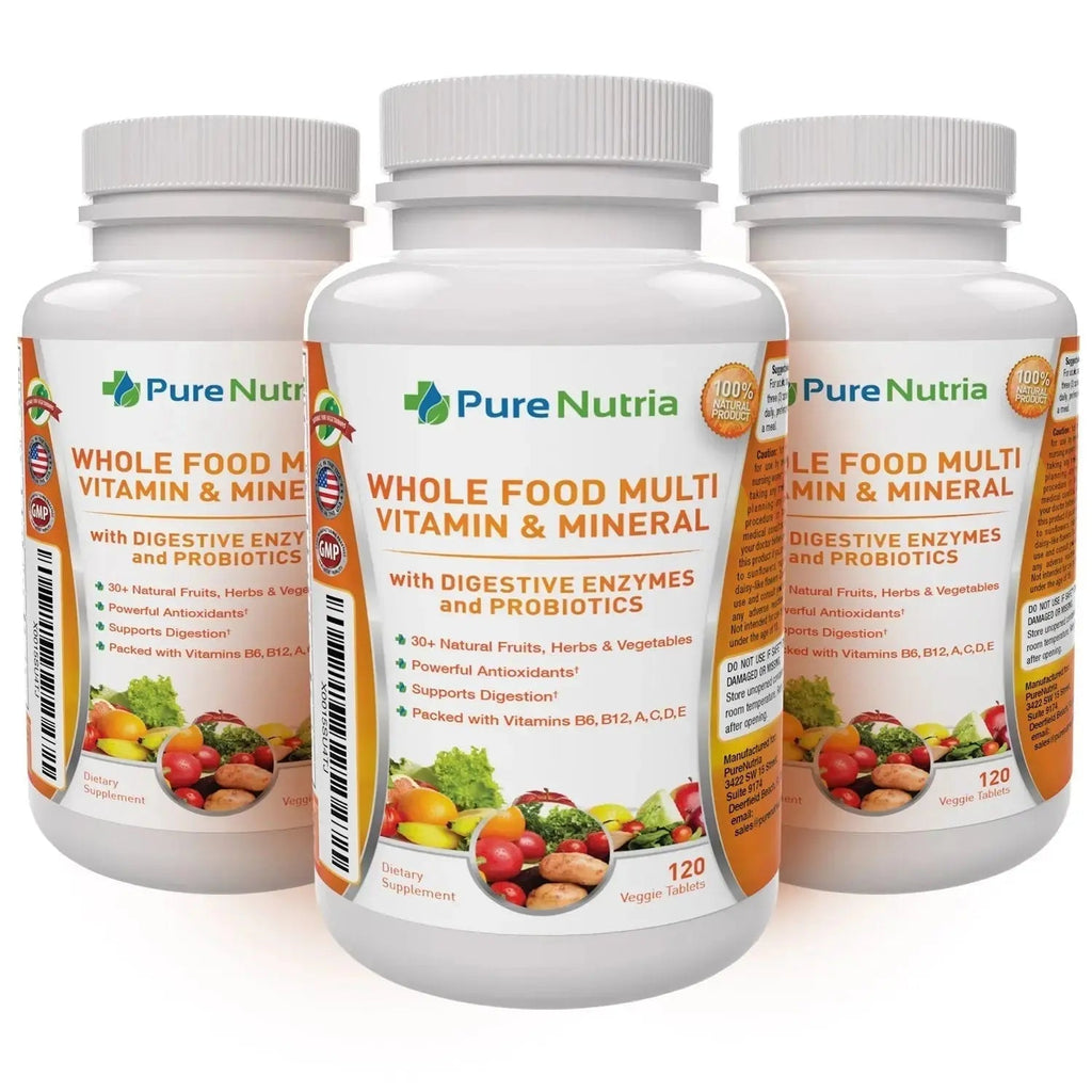 Whole Food MultiVitamin and Minerals with Probiotic Enzymes - 120 Multivitamins for Women and Men - Packed with WholeFood and Herbal Ingredients PureNutria Au supplements