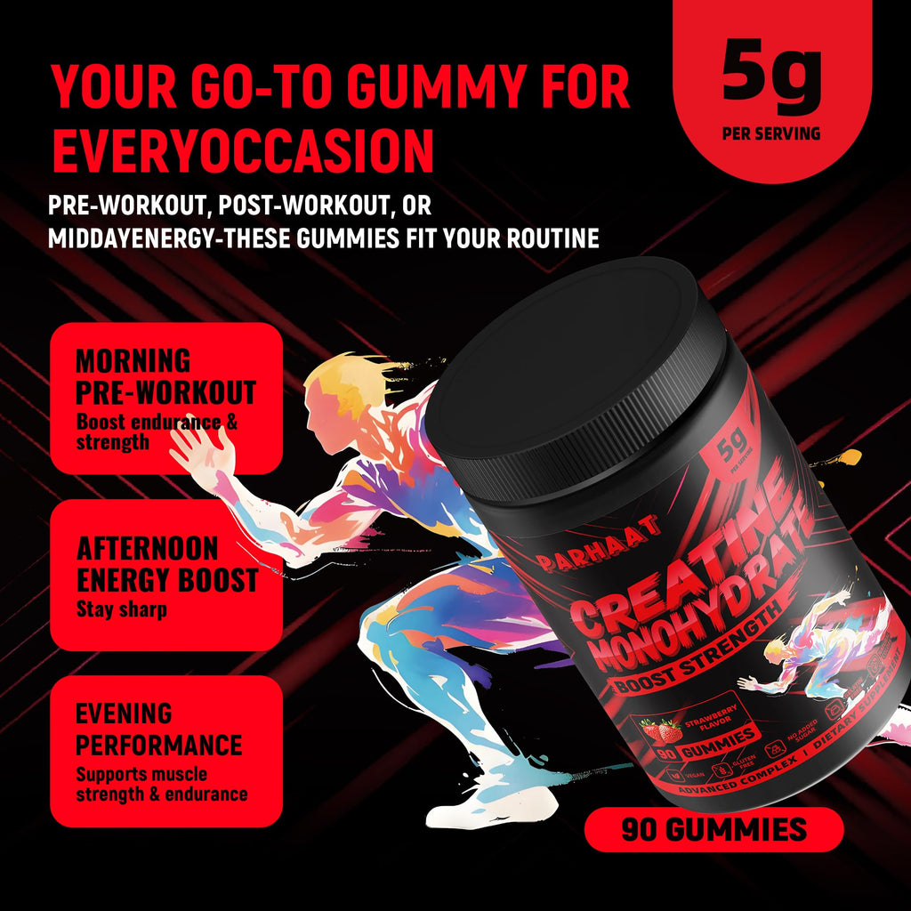 NSF Certified Creatine Gummy - Creatine Monohydrate Gummies 5g for Men & Women - Boost Focus,Strength, and Endurance, Vegan, Gluten-Free, Non-GMO, 2.5 Gram Creatine