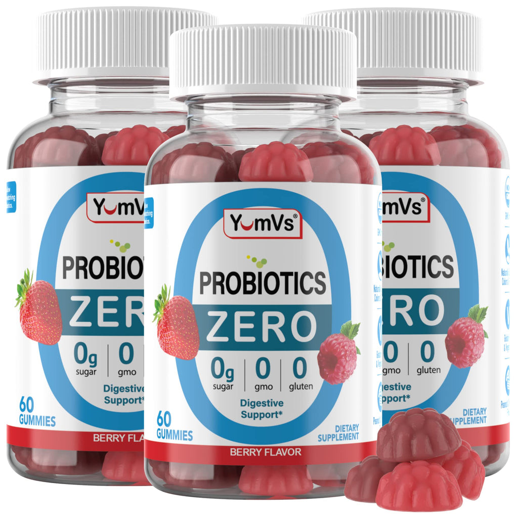 YUM-V'S Sugar Free Probiotic Gummies - Probiotics for Men & Women to Help Support Digestive Function – Adults & Kids Probiotic with 5 Billion CFU Bacillus Coagulans – Vegan & Gluten-Free (60 Count)