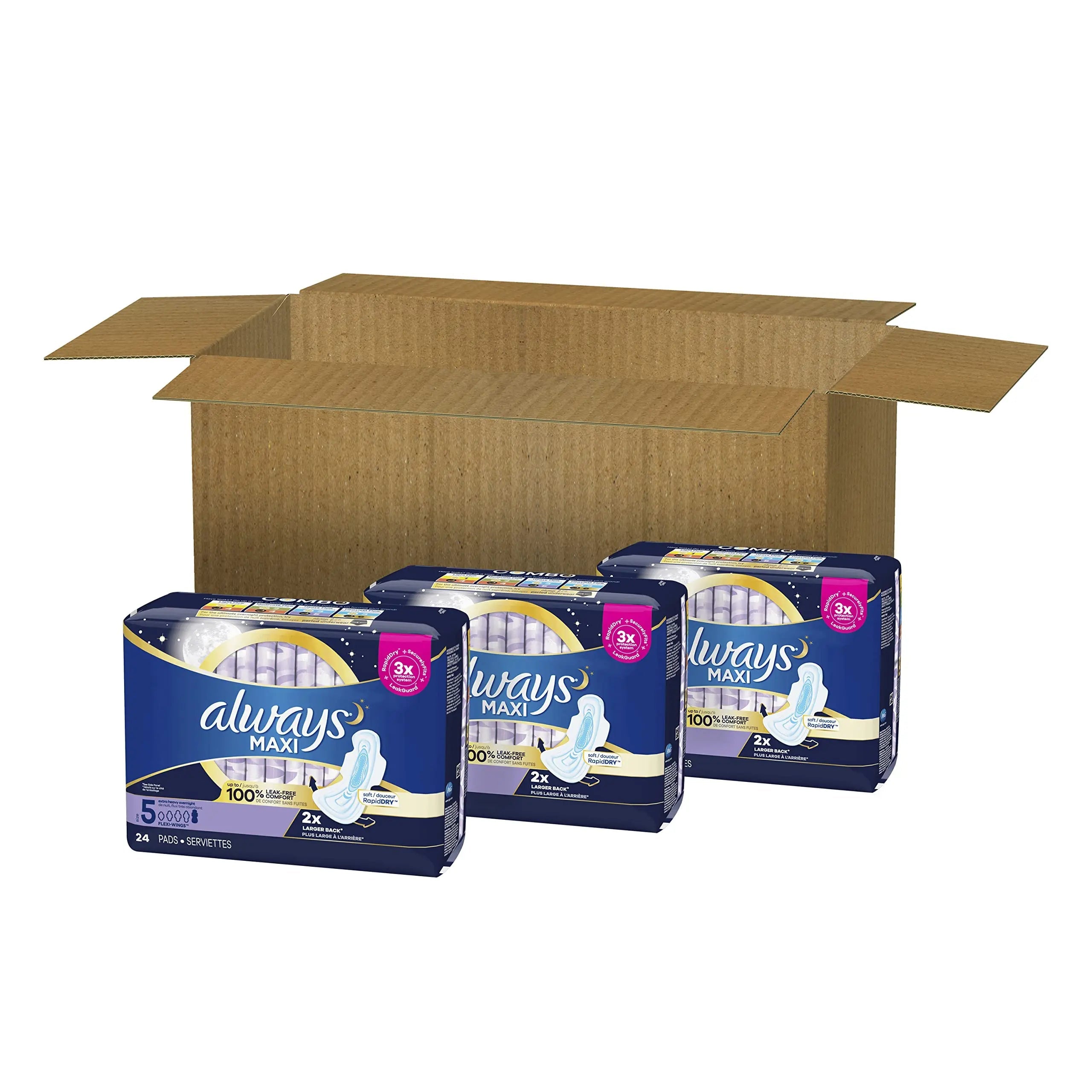Always Maxi Overnight Pads with Wings, Size 5, Extra Heavy Overnight Always Au supplements