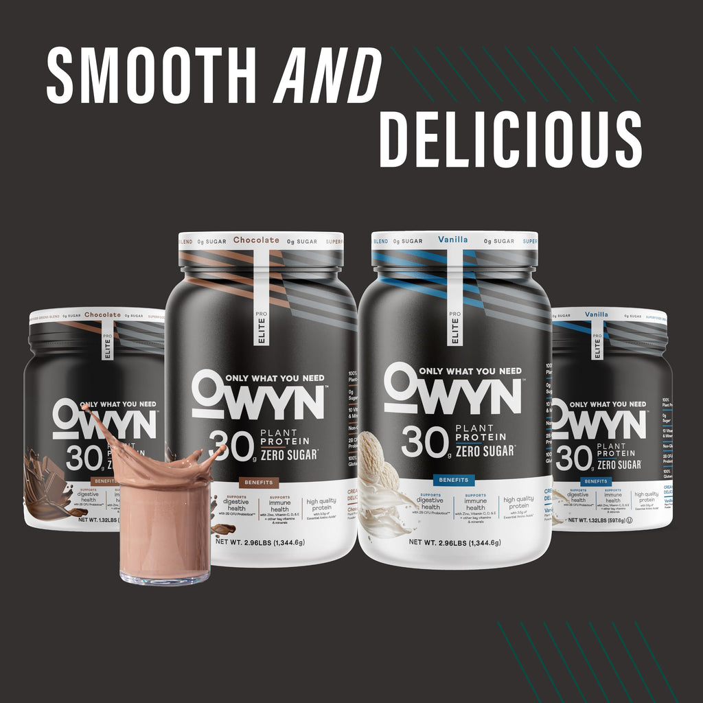 Owyn Only What You Need Pro Elite High Protein Powder, 30g Vegan Protein for Workout Recovery, Delicious Smooth Taste, Zero Sugar