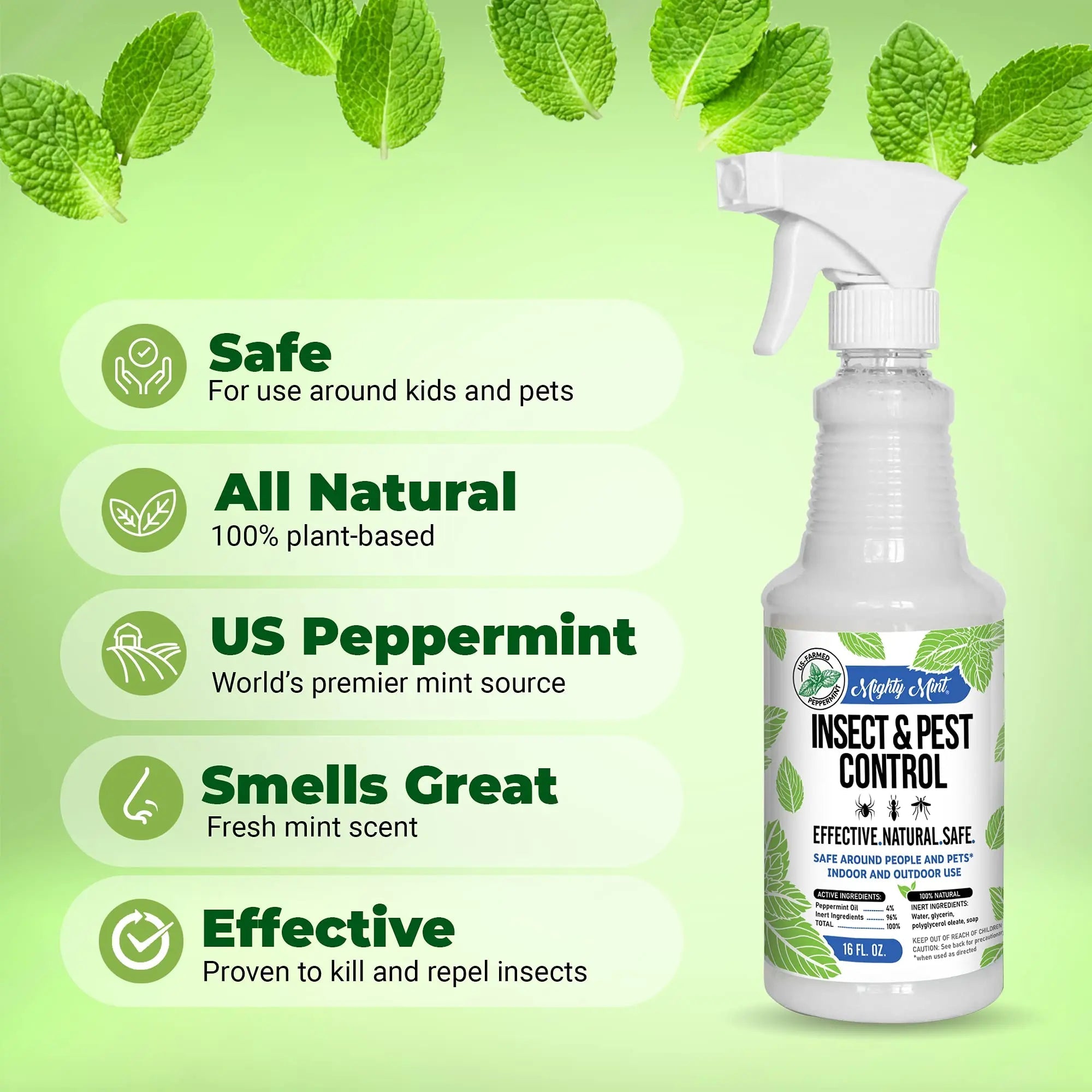 Mighty Mint 16 oz Peppermint Oil Insect & Pest Spray - for Spiders, Ants Mighty Mint Au supplements