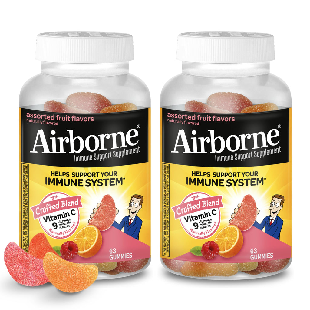 Airborne 750mg Vitamin C Gummies for Adults, Immune Support Gummies with Powerful Antioxidants VIT C & E, Caffeine Free