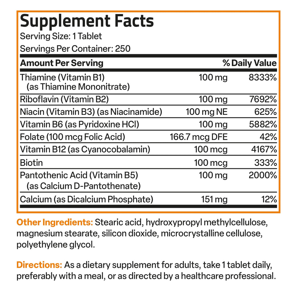 Bronson Super B 100 Vitamin B Complex Sustained Release Contains All B Vitamins Bronson Au supplements