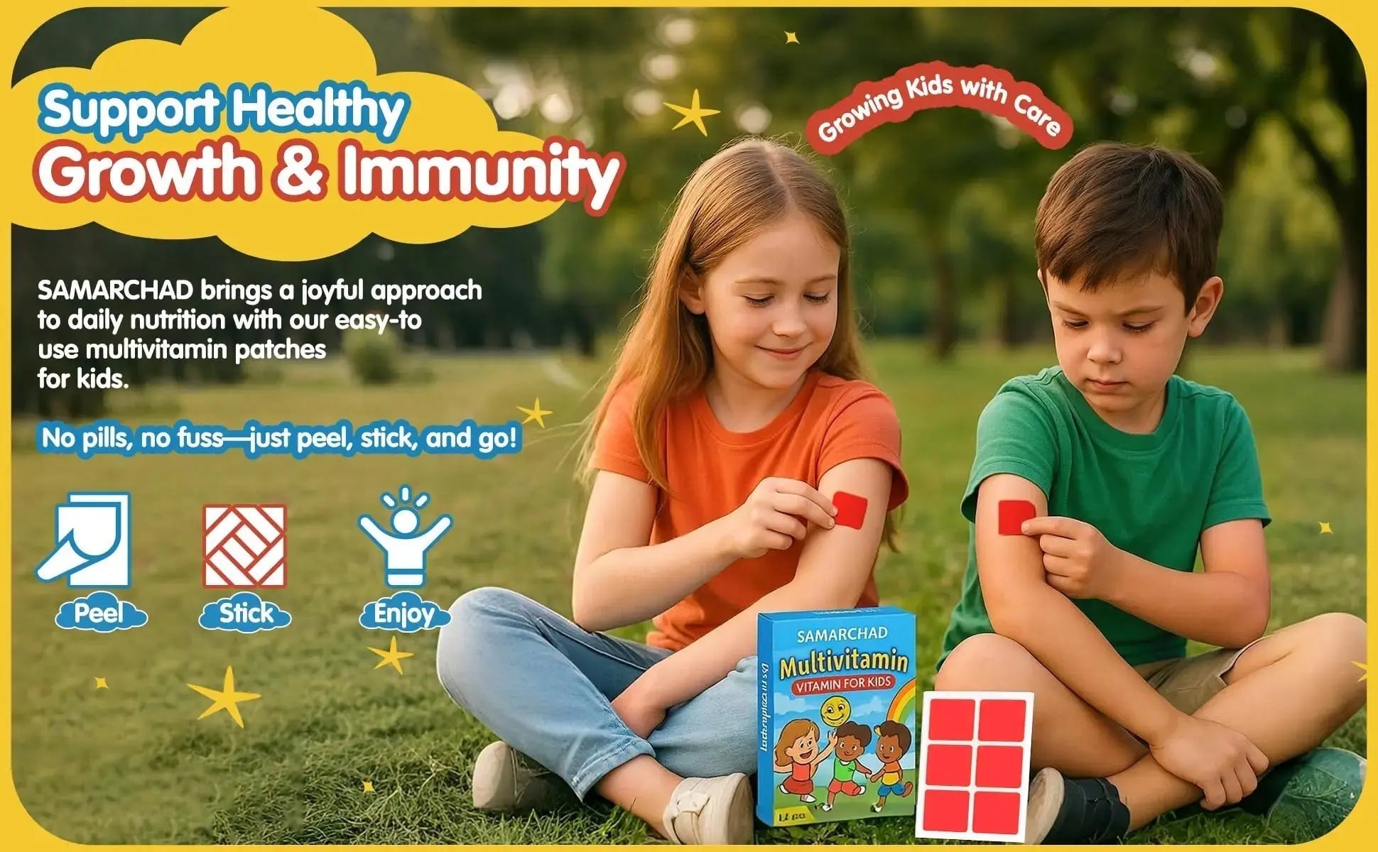 SAMARCHAD Kids Multivitamin Patches Daily Vitamin Patch for Children Natural, Sugar-Free No Swallowing Immune & Growth Support SAMARCHAD Au supplements