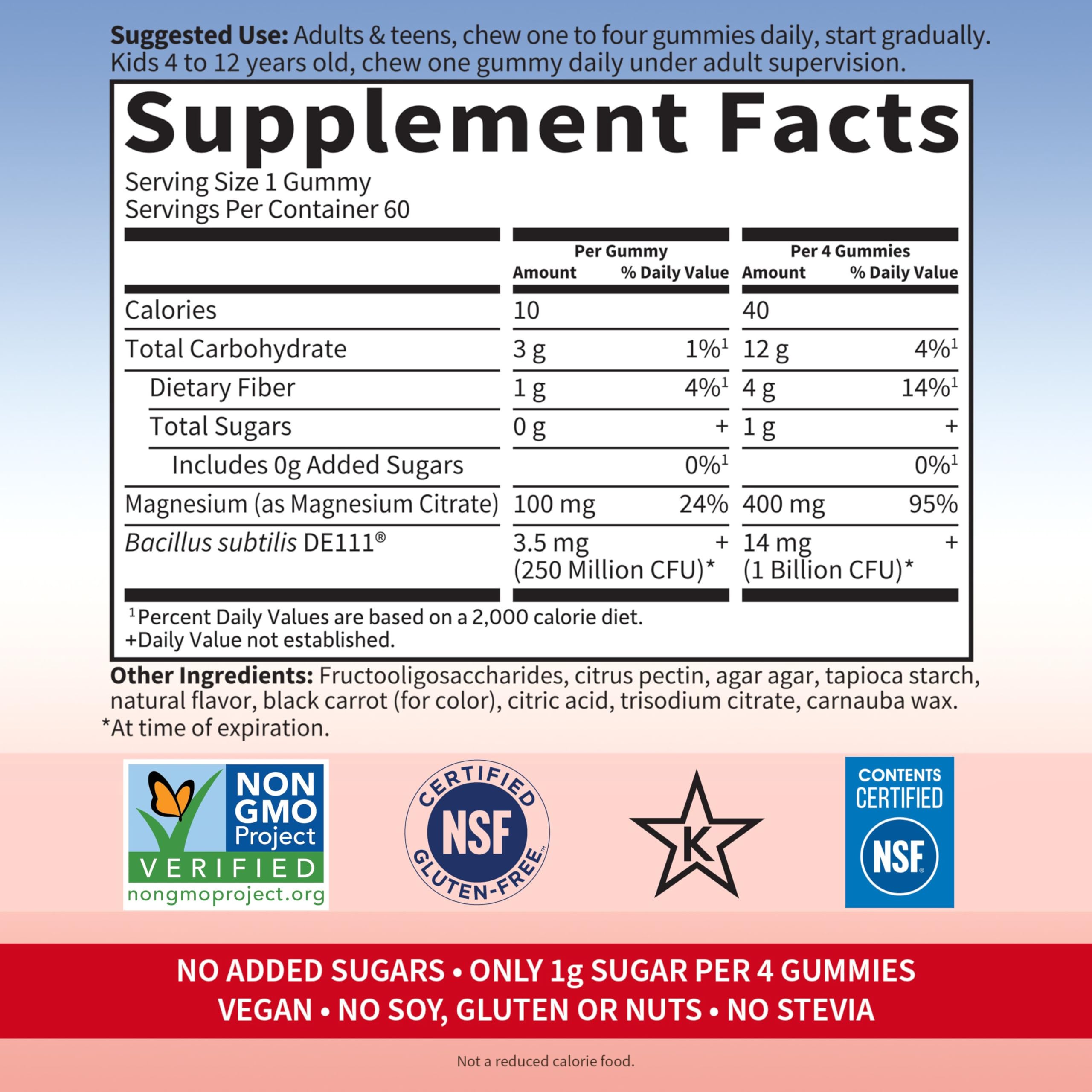 Garden of Life Magnesium Citrate Supplement Gummies with Prebiotics & Probiotics for Stress, Sleep & Recovery - Vegan, Gluten Free, Kosher, Non-GMO
