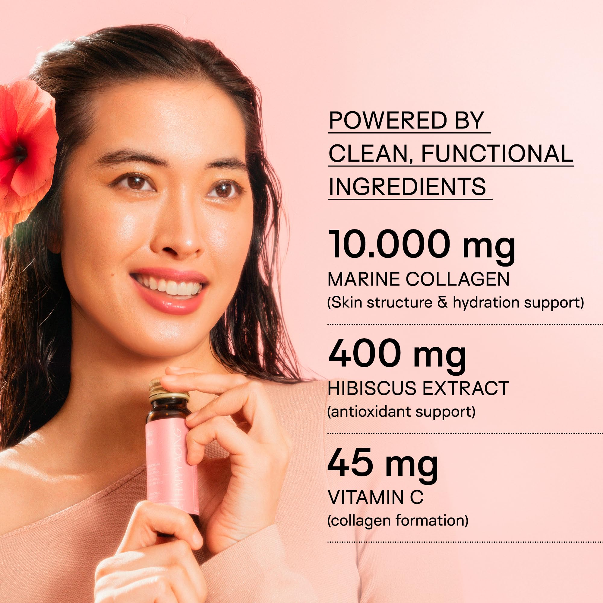 Happy Aging Marine Collagen Peptides Glow Shot 10,000mg - Liquid Collagen for Women with Liposomal Delivery - Promotes Skin Hydration, Elasticity & Radiance - Supports Hair & Nails, 10 Shots Happy Aging Au supplements