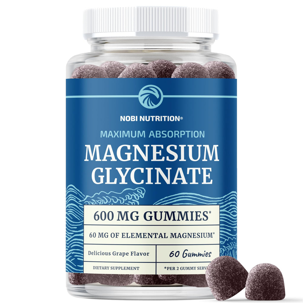 Magnesium Glycinate Gummies 600MG | Sleep, Calm & Relaxation Support | 60MG Elemental Mag Per Serving | Grape Flavor, Gluten-Free | High Absorption Magnesium Gummies for Women, Men & Family | 60 Ct
