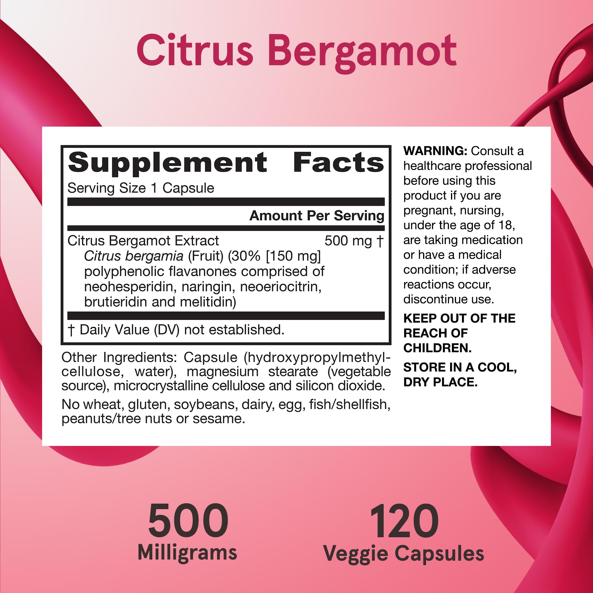 Jarrow Formulas Citrus Bergamot Supplement 500 mg - 120 Servings (Veggie Caps) - Antioxidant Support for Cardiovascular & Metabolic Health - Dietary Supplement