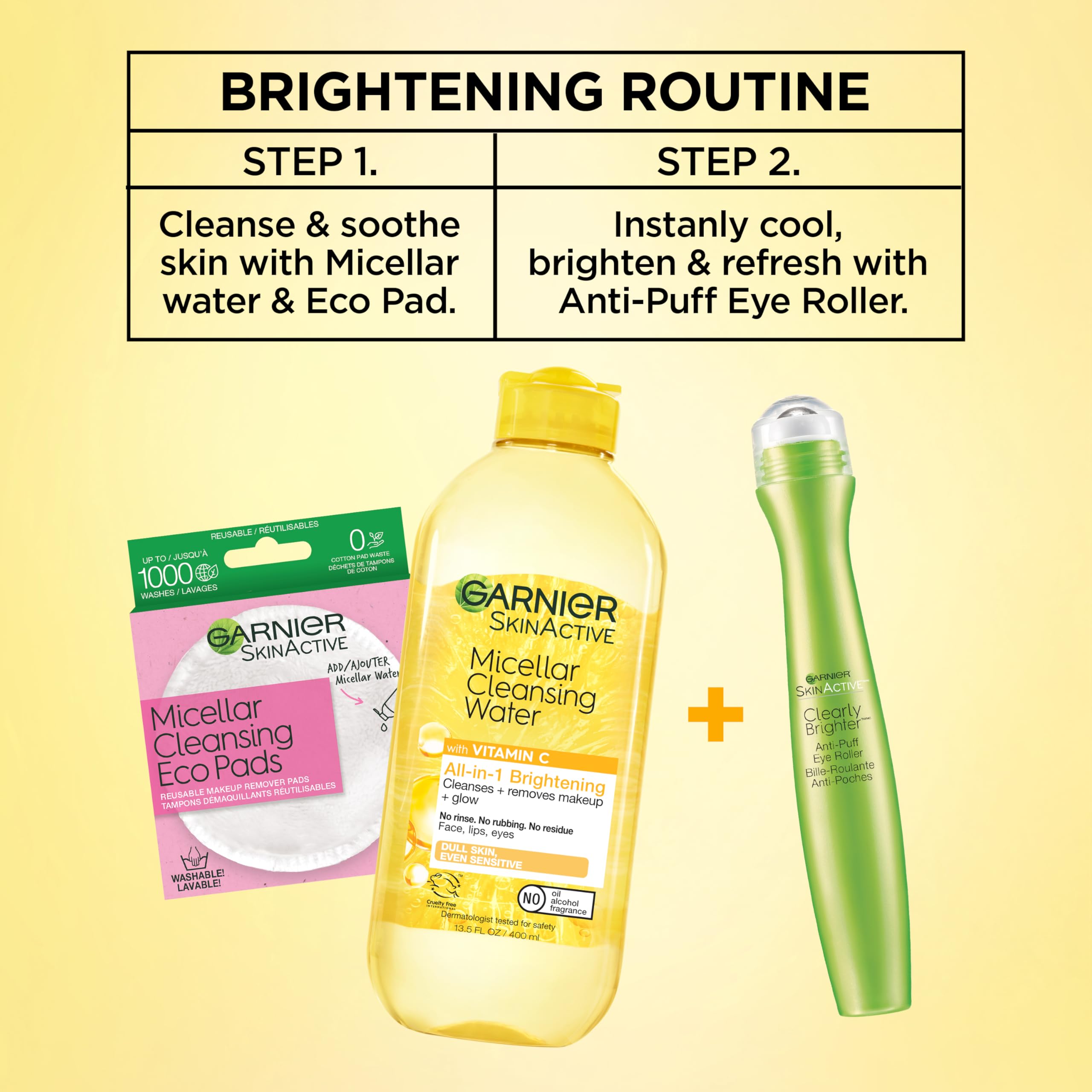 Garnier Clearly Brighter Anti-Puff Eye Roller, Dark Circles Under Eye Treatment with Caffeine and Vitamin C, 0.5 Fl Oz (15mL)