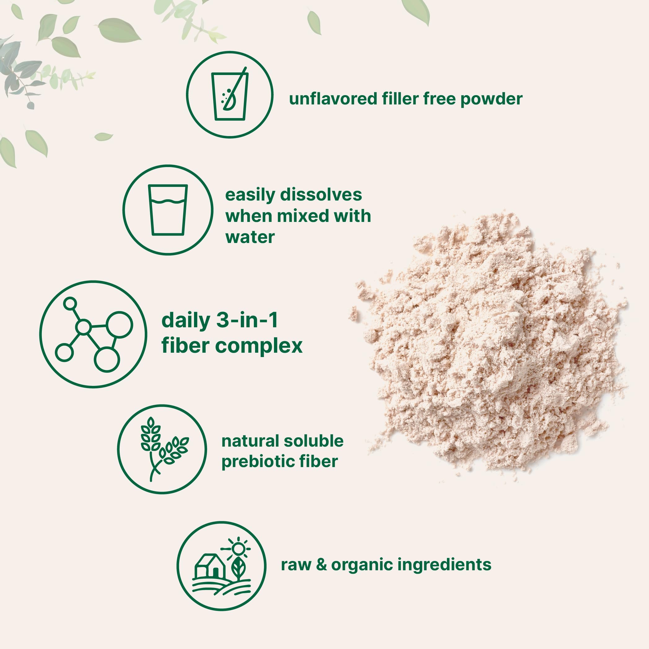Micro Ingredients Organic Triple Fiber Powder, 2lb | Natural Prebiotic to Support Digestive & Gut Health
