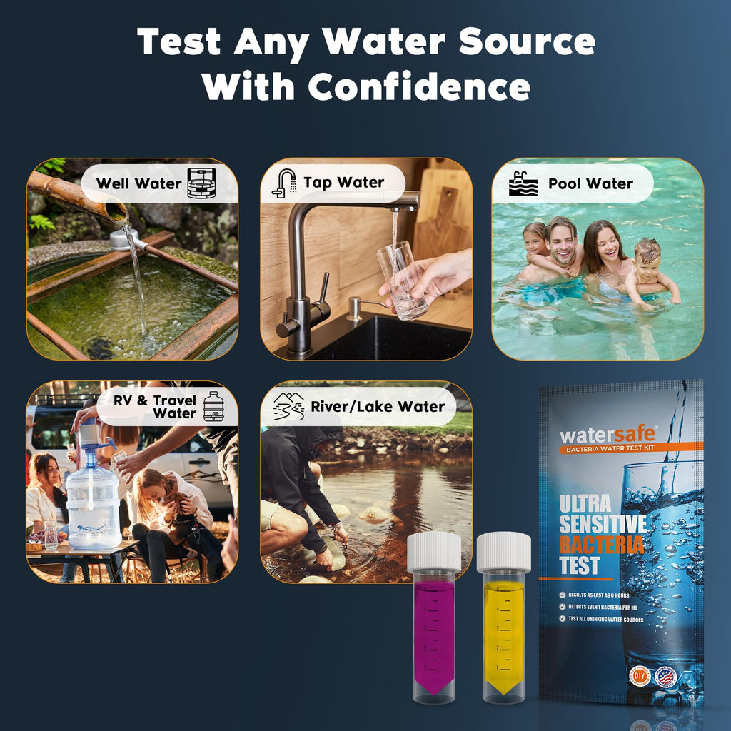 Watersafe® Bacteria Water Test Kit – USA-Made – Results as Fast as 6 Hours – Detects Coliform (Inc. E. coli) & Non-Coliform Bacteria in Drinking, Well & Tap Water – Lab-Quality Testing – 1 Pack Watersafe Au supplements