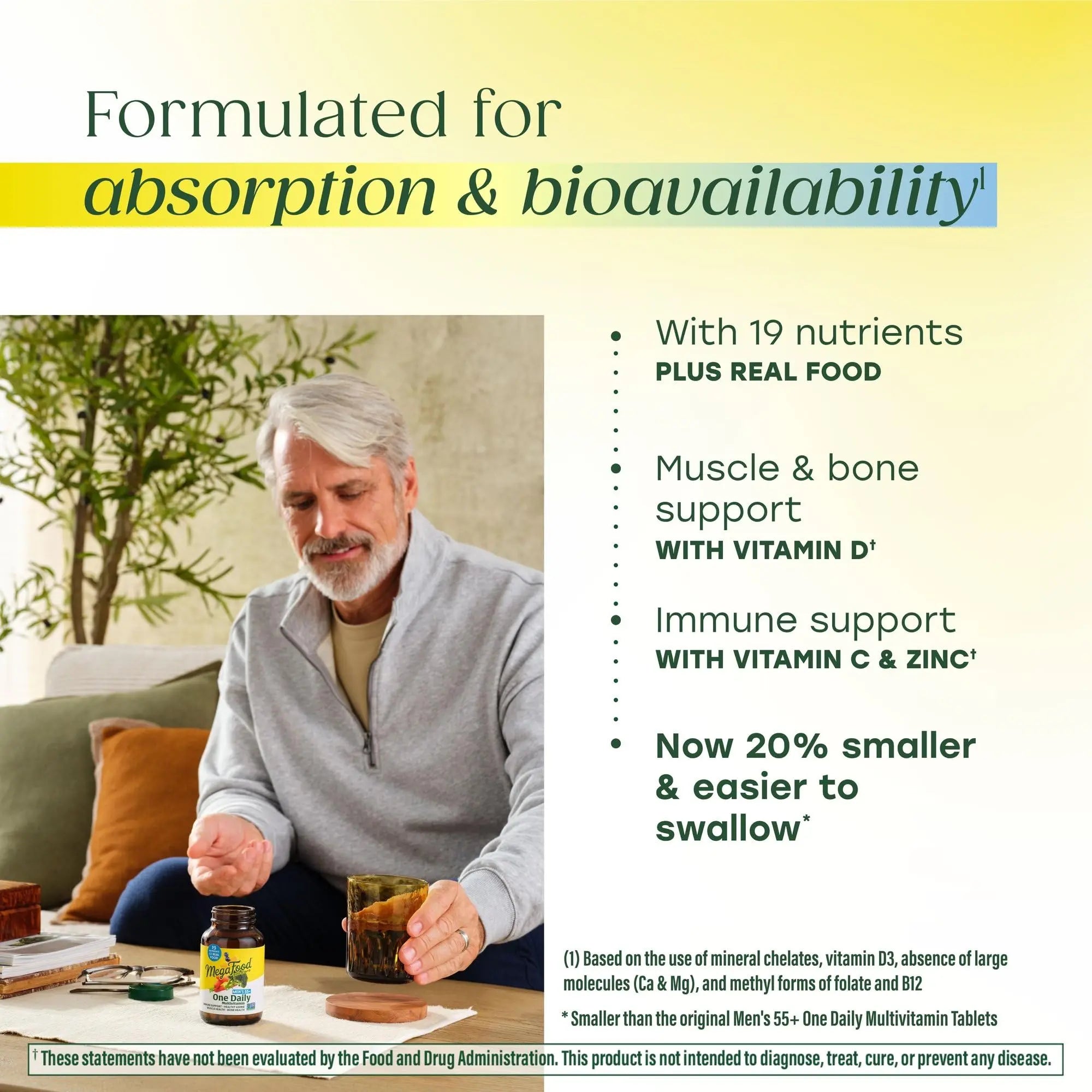 MegaFood Multivitamin for Men 55+ One Daily Mens Multivitamins, Methylated B12, Vitamin D3, C & Zinc MegaFood Au supplements