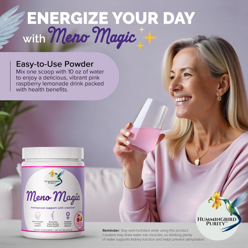 Meno Magic Menopause Support Drink – Raspberry Lemonade with Creatine, Herbs & Vitamins | 30 Servings Hummingbird Purity Au supplements