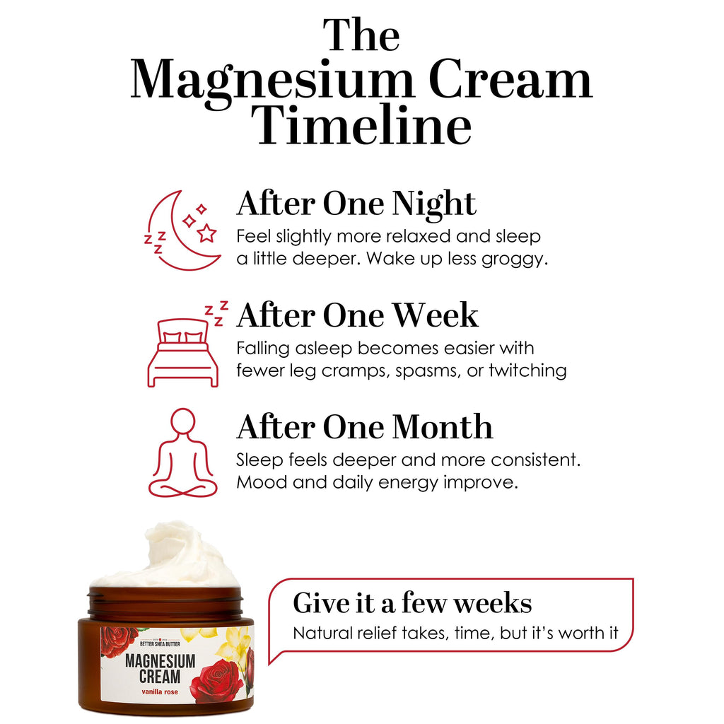 Better Shea Butter Magnesium Lotion for Women | Vanilla Rose | For Pregnancy, Kids & Babies | Relieves Muscle Tension & Leg Cramps | Organic & Natural Ingredients Better Shea Butter Au supplements