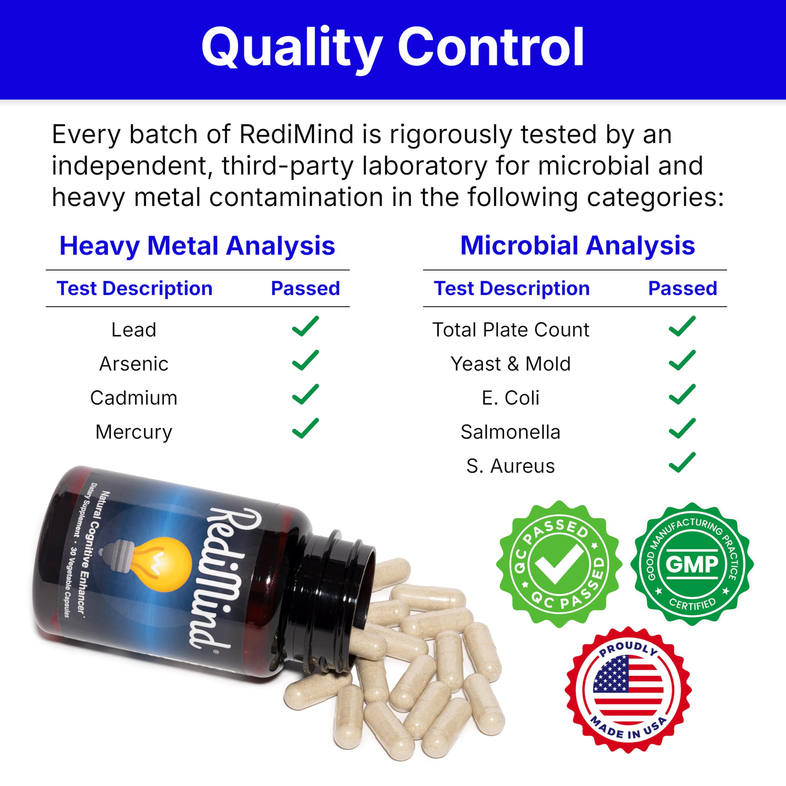 RediMind - Natural Cognitive Enhancement Supplement Capsule - Non-GMO, Vegan, Gluten-Free
