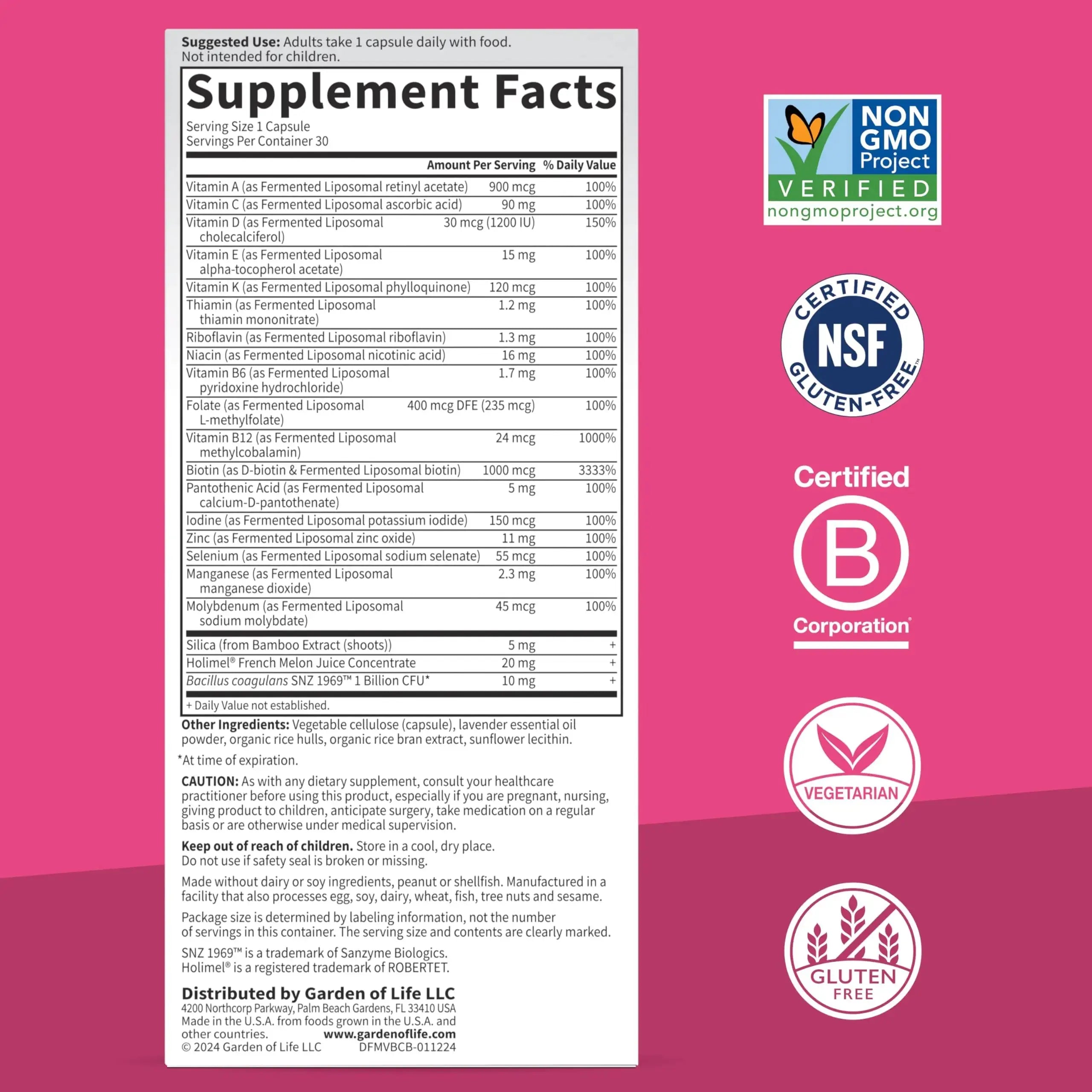 Garden of Life Dr Formulated Multi+ Beauty Complex Fermented Liposomal Multivitamin Plus Hair Skin and Nails Vitamins, French Melon SOD Garden of Life Au supplements