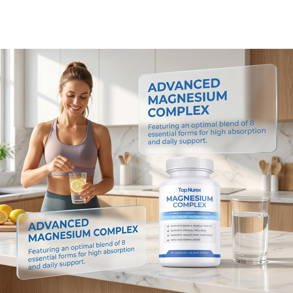 Top Nurex Magnesium Complex for Women & Men,1000mg High Absorption Blend, 8 Magnesium Forms Including Glycinate, Citrate & Malate, Daily Nutrient Support, Vegan Non-GMO, 90 Capsules (1 Pack) wuliao Au supplements