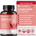 Iron Supplement for Women - Gentle Chelate Iron Bisglycinate 25mg with Vitamin C, B6, B12 Folic Acid – Supports Iron Deficiency