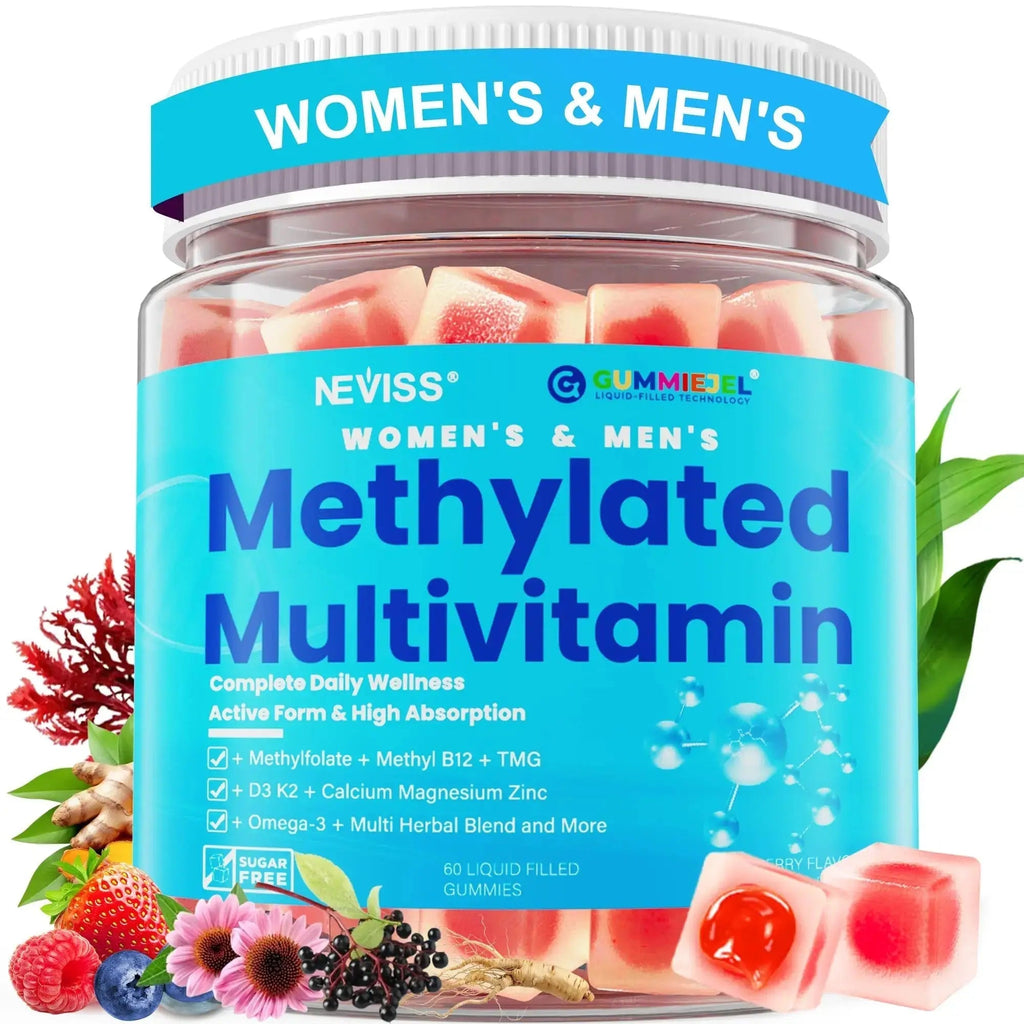 Methylated Multivitamin for Women & Men Gummies w/ Omega-3, Calcium, D3 K2, Methylfolate & B12, TMG, Daily Vitamin A, C, E, B Complex, Magnesium, CoQ10 NEVISS Au supplements
