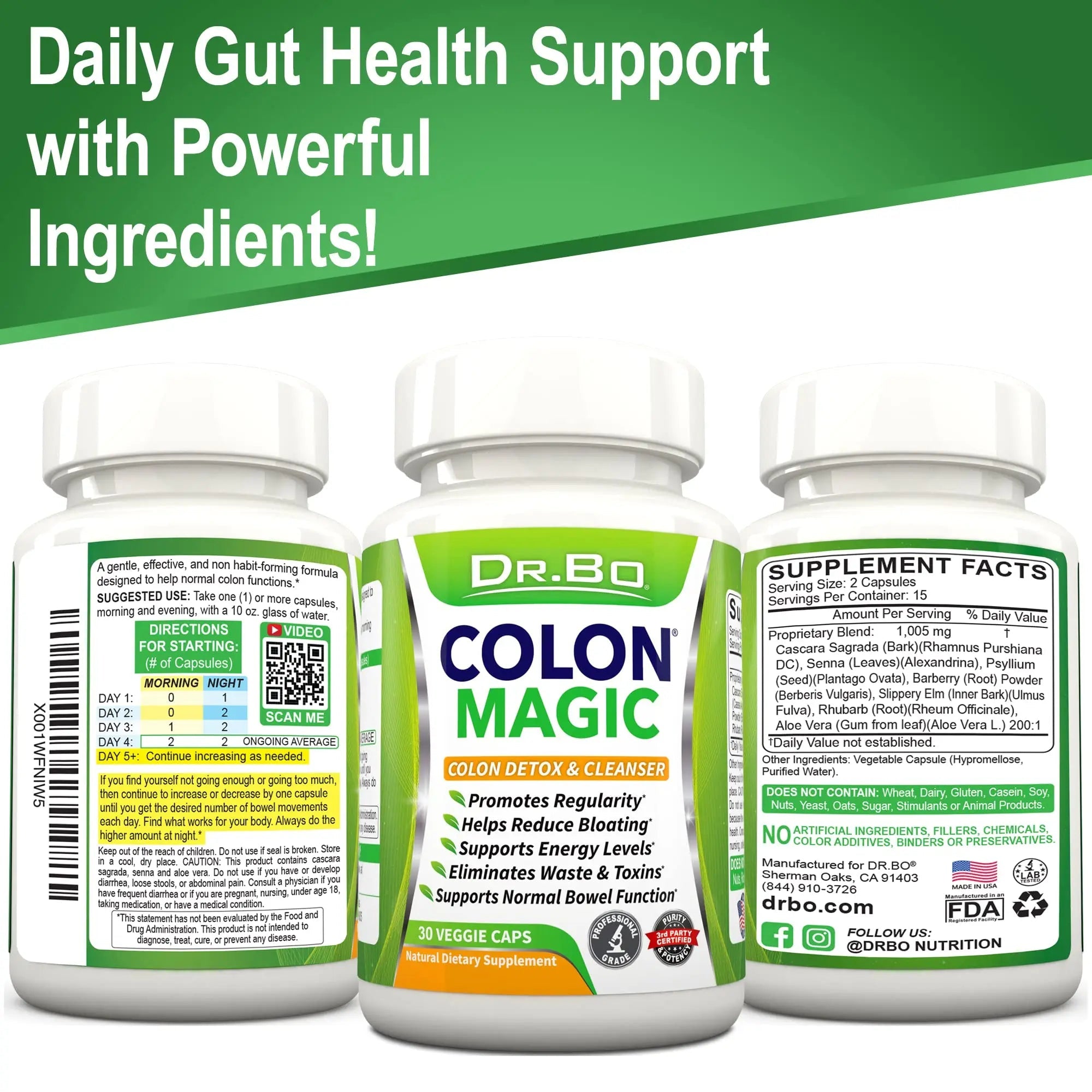 Colon Cleanse Detox Formula - Natural Bowel Cleanser Pills for Intestinal Bloating & Fast Digestive DR. BO Au supplements