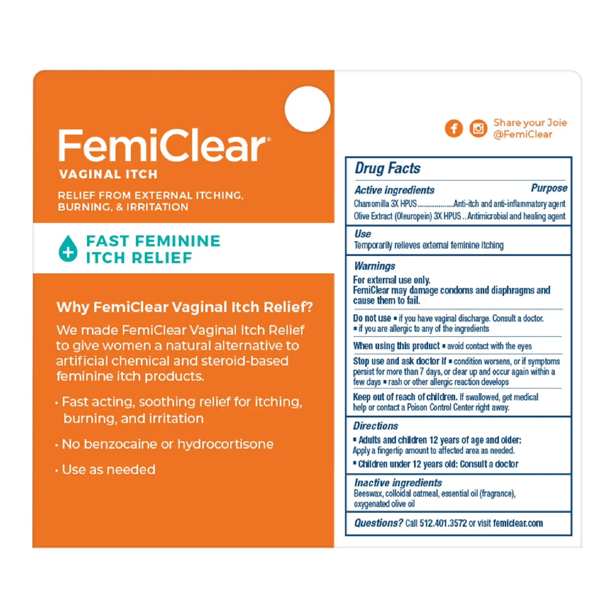 FemiClear Vaginal Itch Relief | Fast Feminine Itch Relief | Made With All-Natural & Organic Ingredients FemiClear Au supplements
