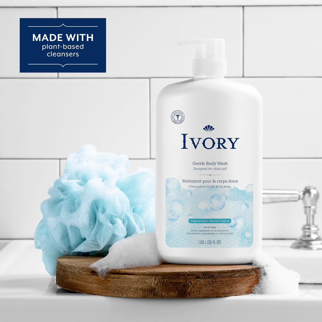 Ivory Body Wash, Designed for the Whole Family, Gentle Formula, Free of Dyes Heavy Perfumes Parabens Phthalates & Silicones