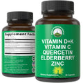 Immune Support Supplement with 6 Top Ingredients. Vitamin D3 K2 + Vitamin C + Elderberry + Zinc + Quercetin. Includes 5000 IU Vitamin D. Immunity Capsules. Supplements for Women and Men Peak Performance Au supplements