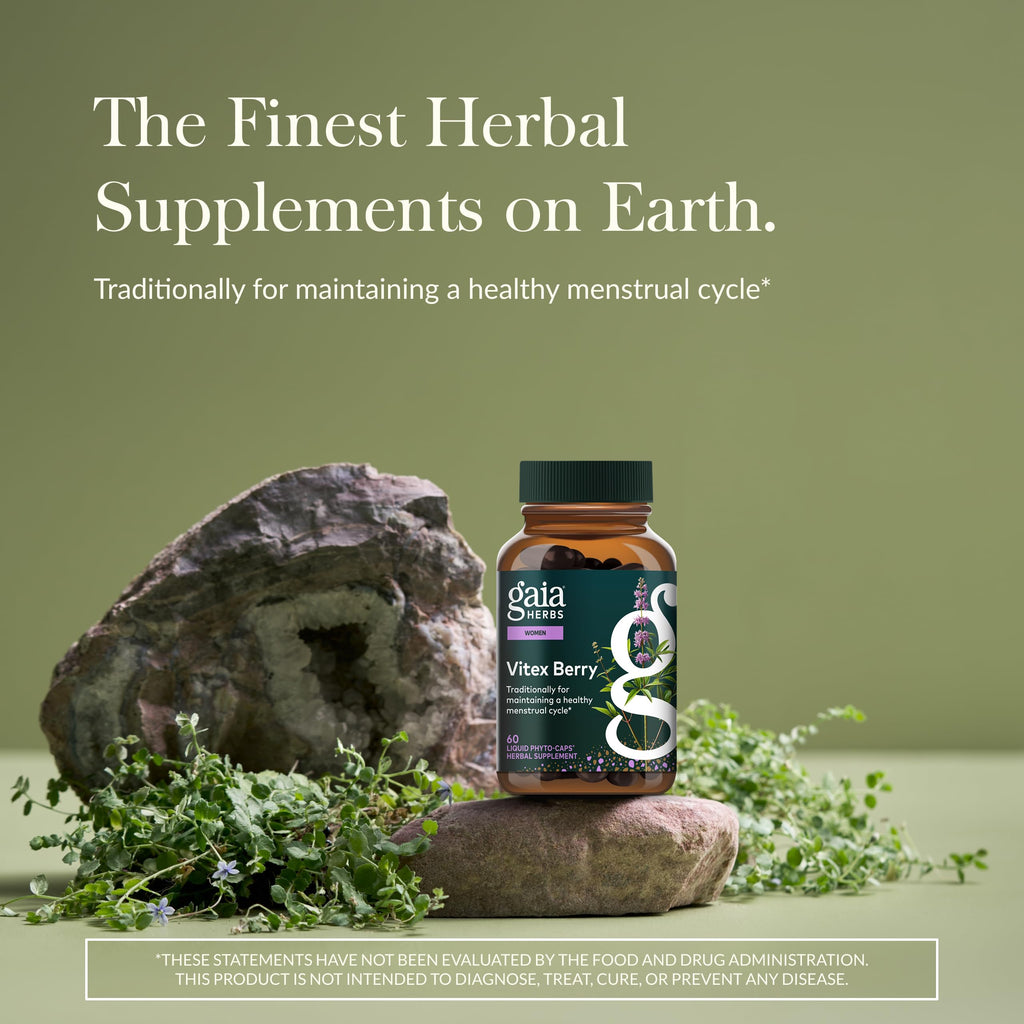 Gaia Herbs Vitex Berry - Vitex Traditionally Used to Support Hormone Balance for Women & a Healthy Menstrual Cycle* - 60 Vegan Liquid Phyto-Caps (30 Servings) Gaia Herbs Au supplements