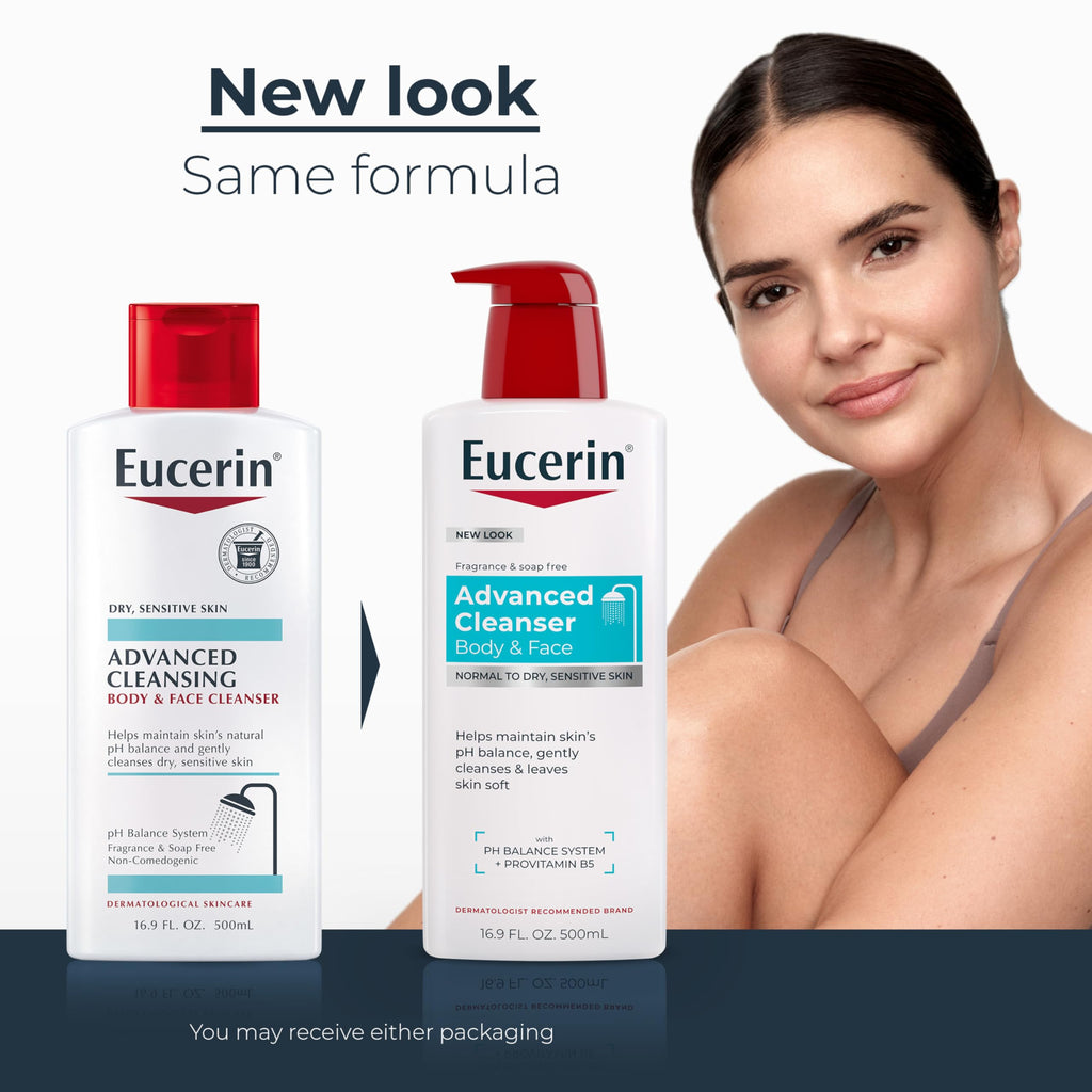 Eucerin Advanced Cleansing Body & Face Cleanser - Fragrance & Soap Free for Dry, Sensitive Skin - 16.9 fl. oz Bottle