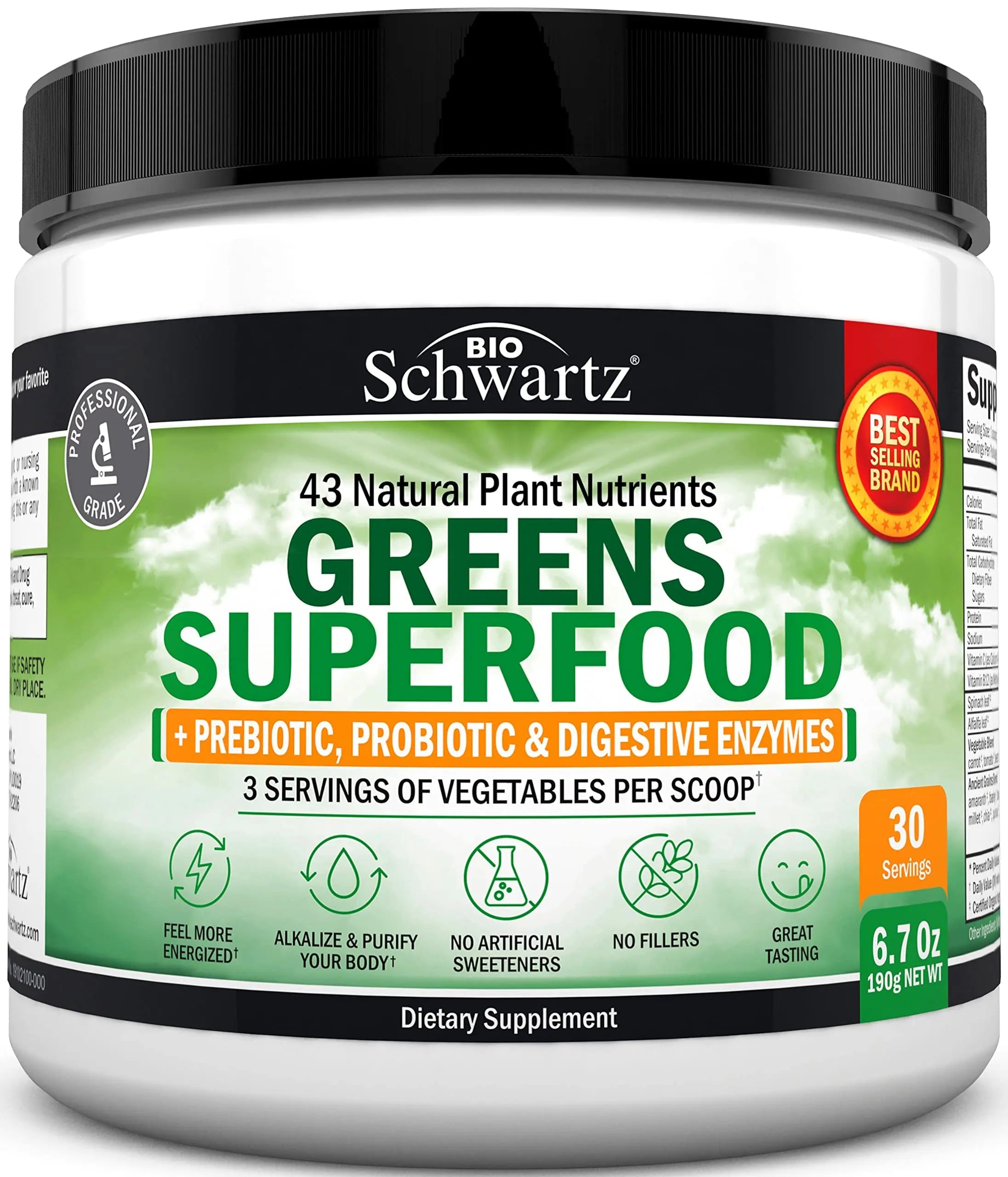 Super Greens Powder Superfood - Greens Powder with Probiotics Prebiotics Digestive BioSchwartz Au supplements