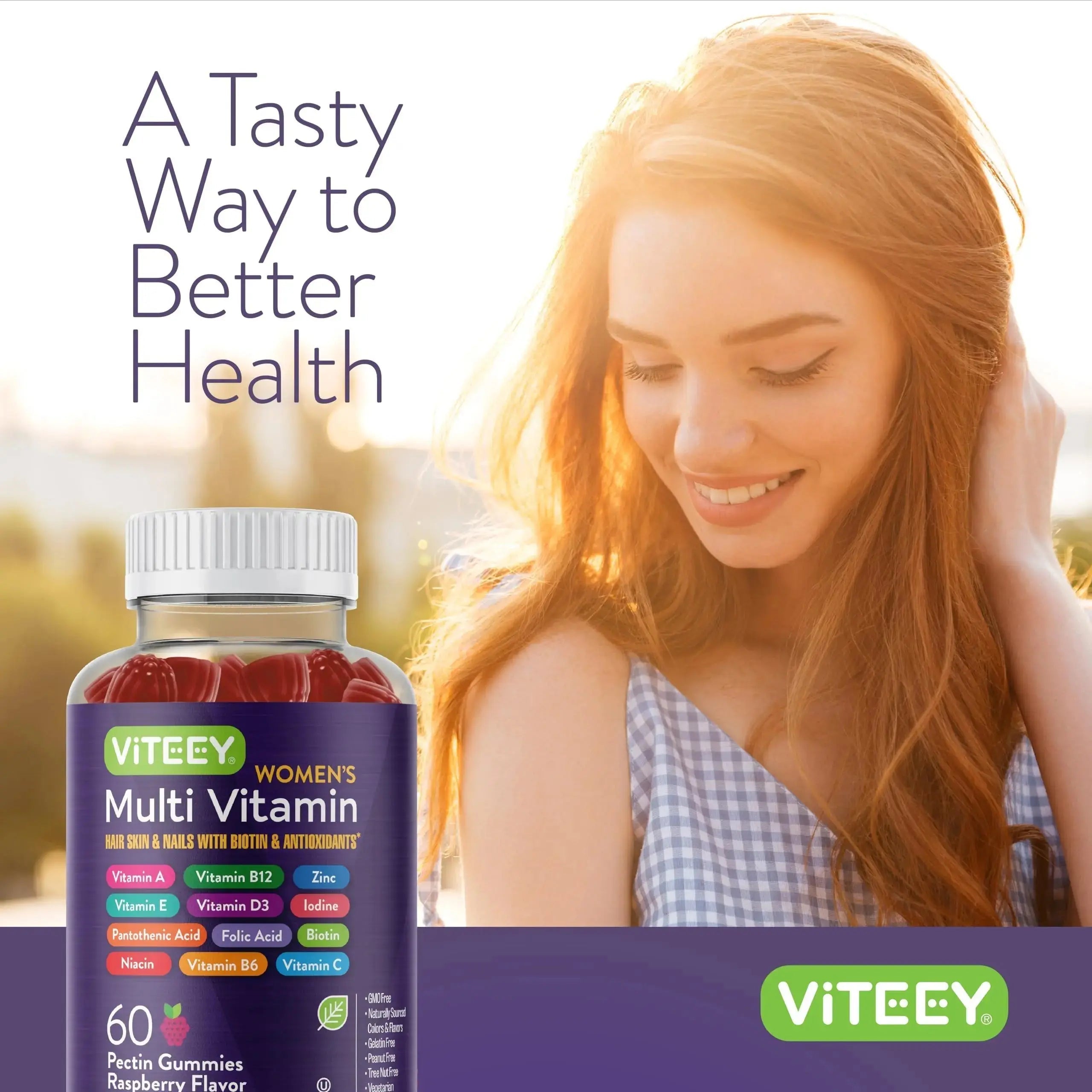 Viteey Womens Multivitamin Gummies - Immune Support - 12 in 1 Essential Vitamins & Minerals - Vitamin A, C, D3, E, B6, B12, Folic Acid, Biotin, Calcium Viteey Au supplements